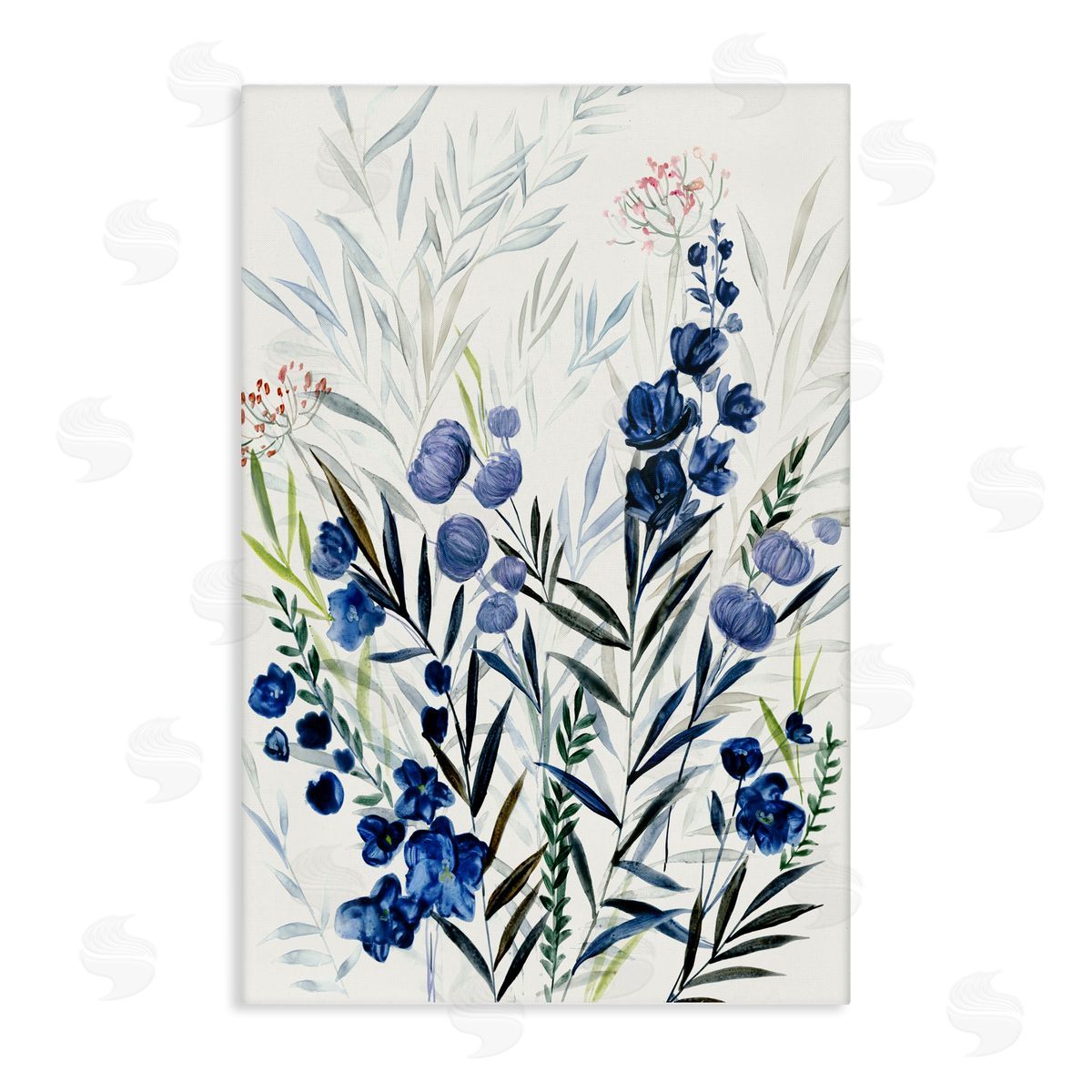 Varied Indigo Herbs Canvas Wall Art, Home Decor by Hannah Dawson