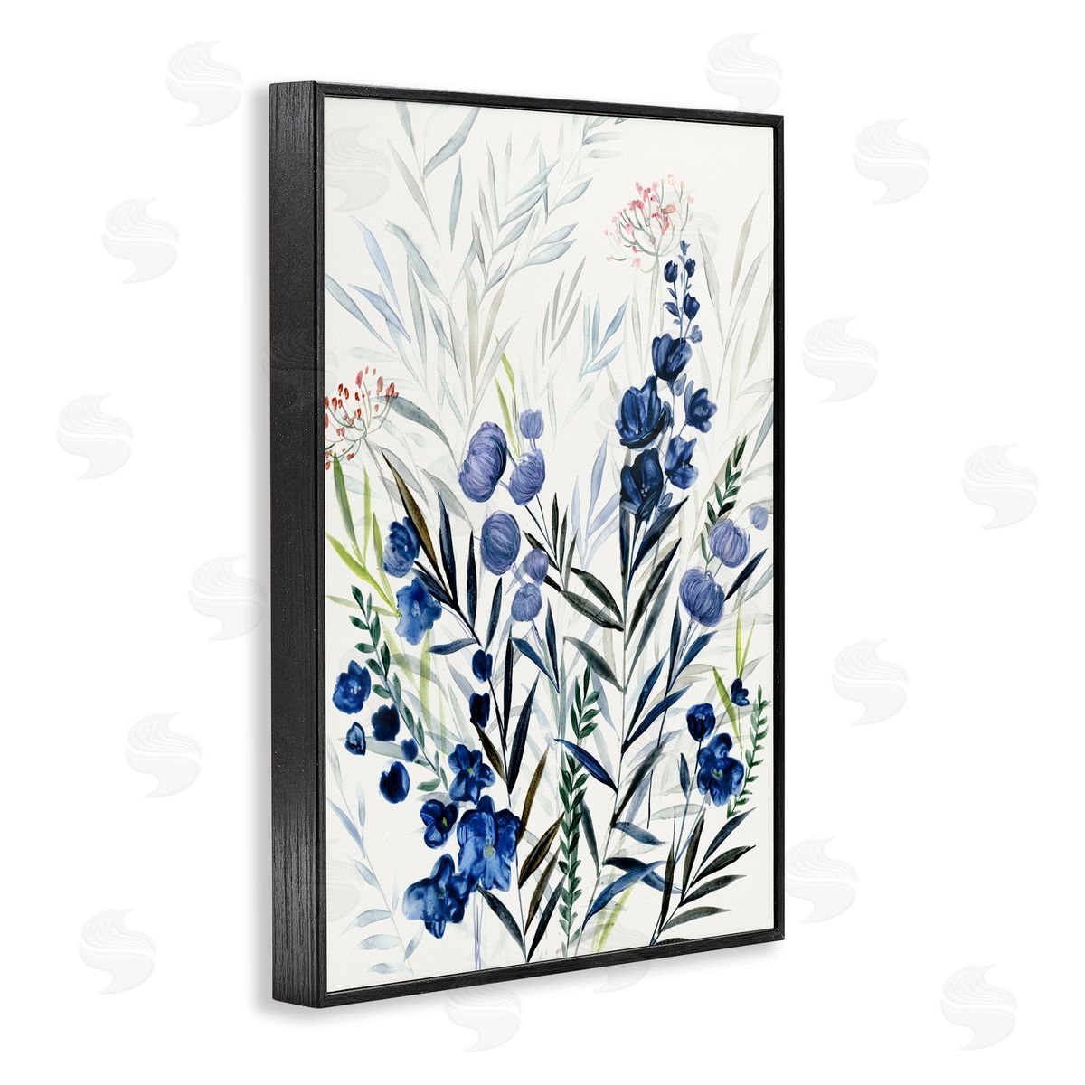 Varied Indigo Herbs Black Frame Print Wall Art, Home Decor by Hannah Dawson