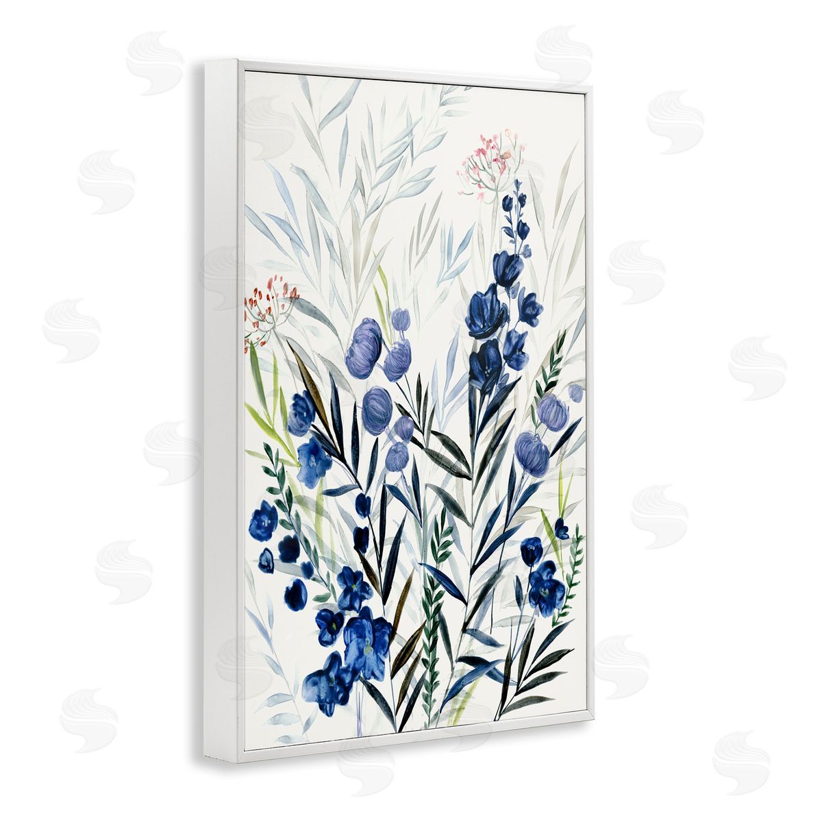 Varied Indigo Herbs White Frame Print Wall Art, Home Decor by Hannah Dawson
