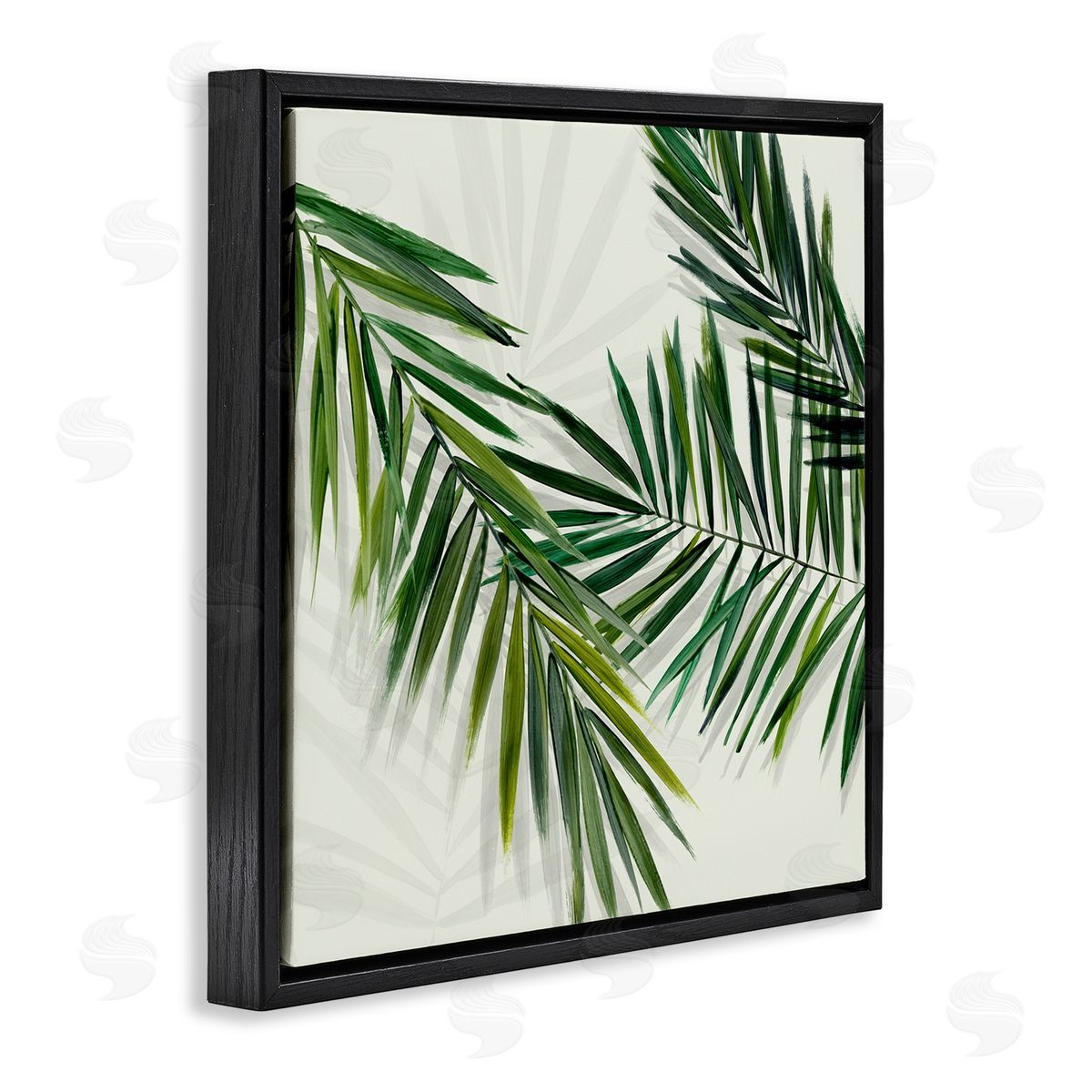 Tropical Palms with Shadows Black Floating Frame Canvas Wall Art, Home Decor by Hannah Dawson