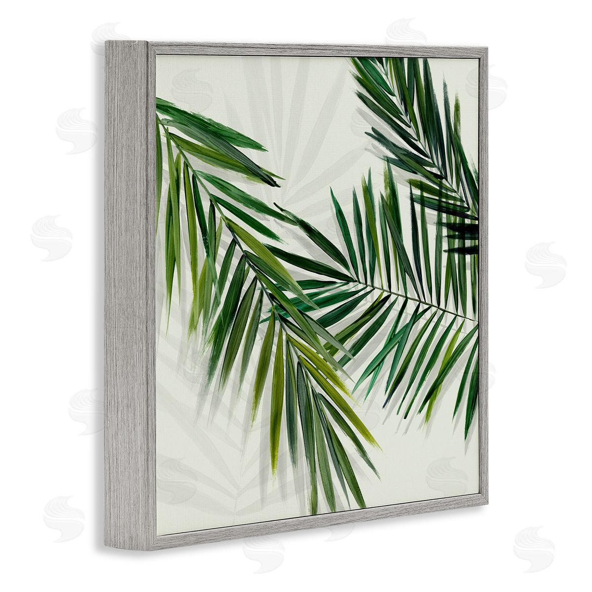 Tropical Palms with Shadows Grey Frame Print Wall Art, Home Decor by Hannah Dawson