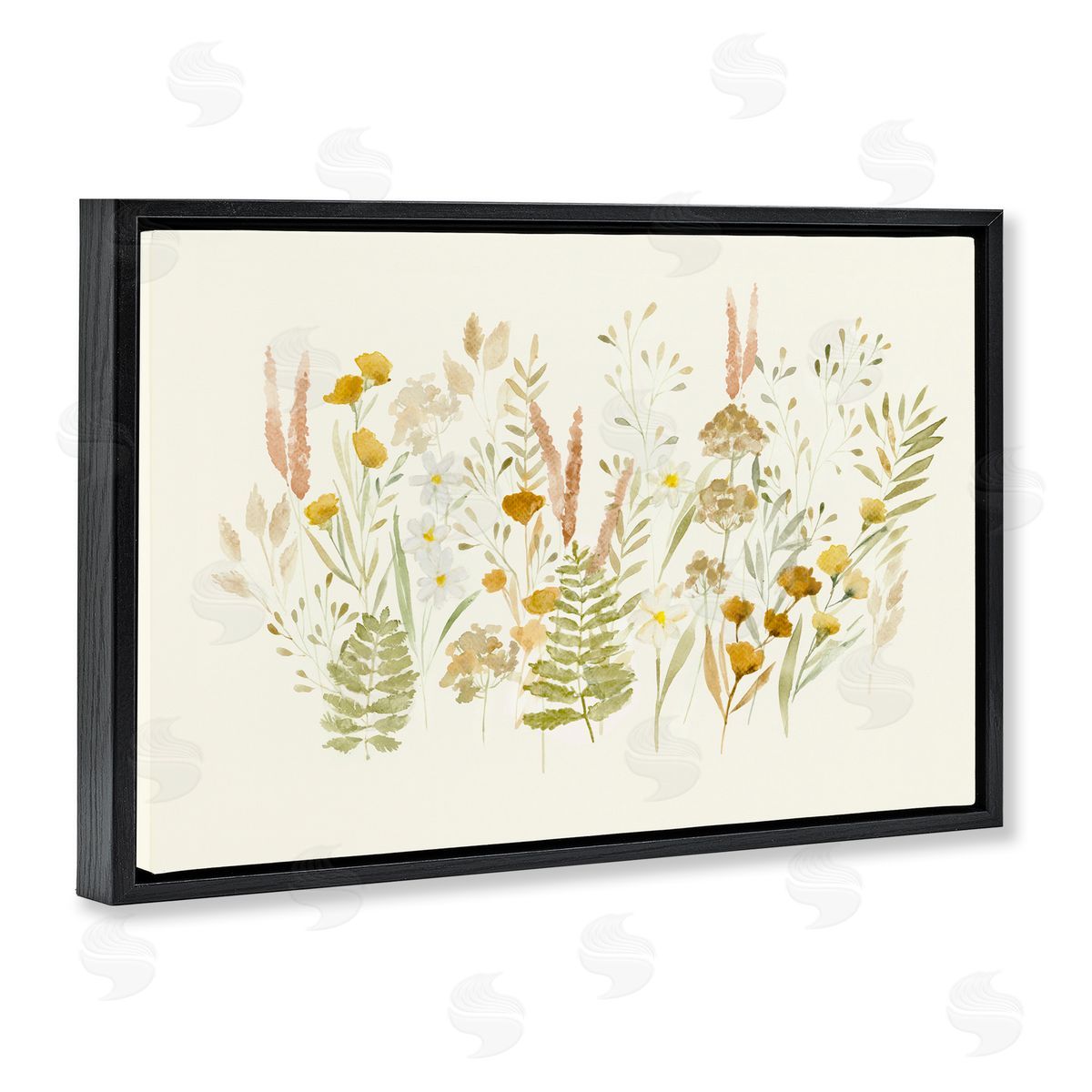 Wild Cottage Blooms Black Floating Frame Canvas Wall Art, Home Decor by Hannah Dawson