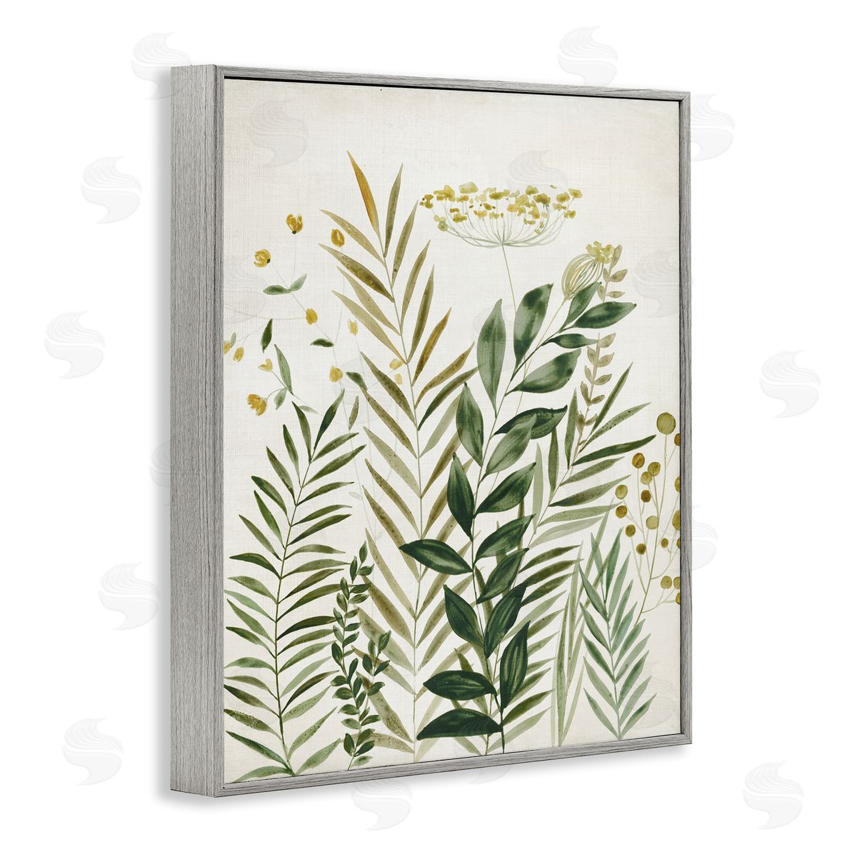 Palm Leaves & Herbs Grey Frame Print Wall Art, Home Decor by Hannah Dawson