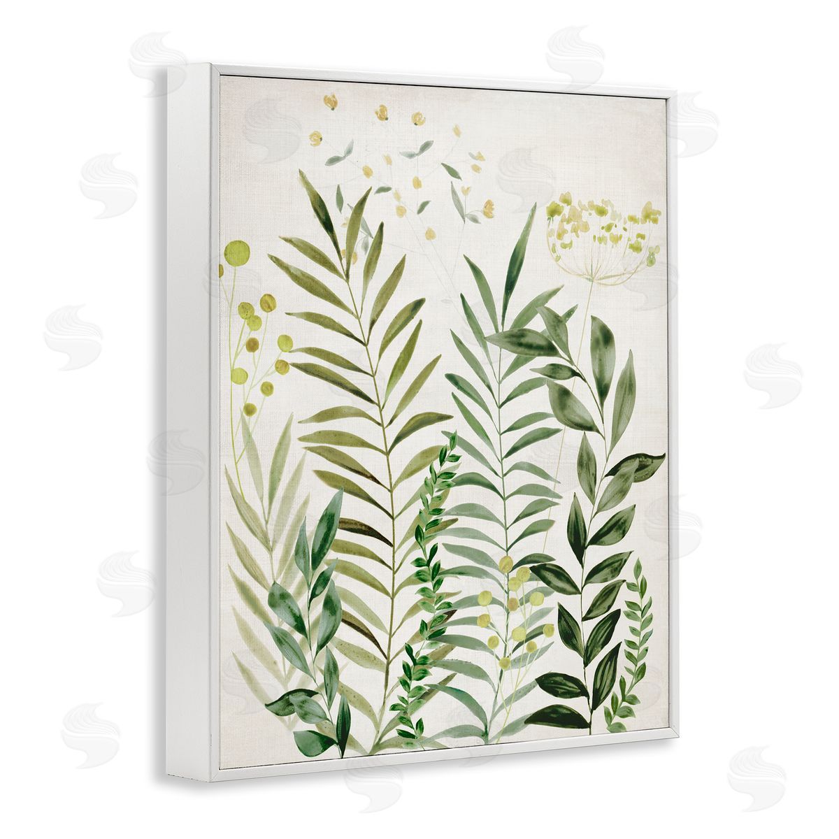 Delicate Herbs & Leaves White Frame Print Wall Art, Home Decor by Hannah Dawson