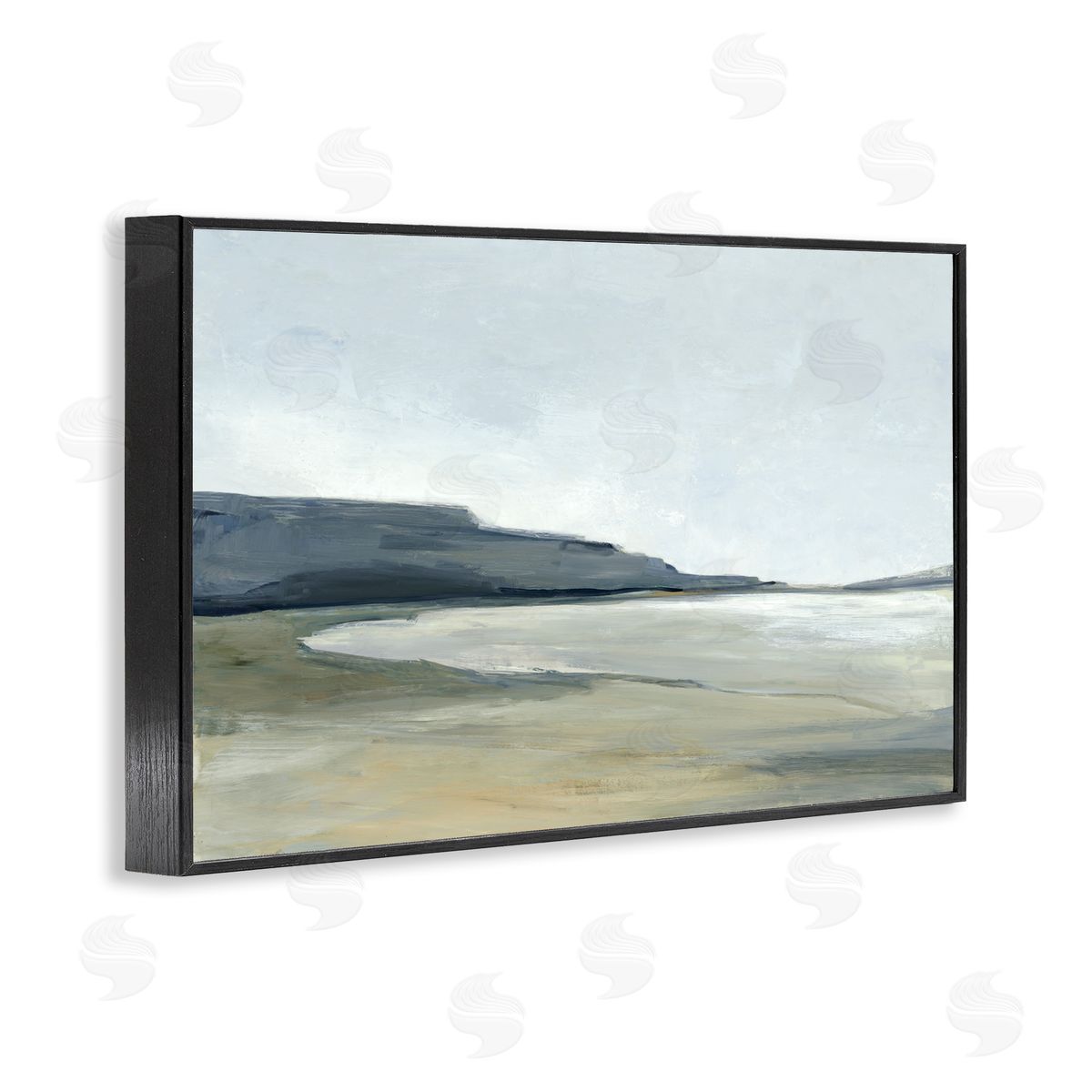 Muted Coastline Cliff Black Frame Print Wall Art, Home Decor by Hannah Dawson