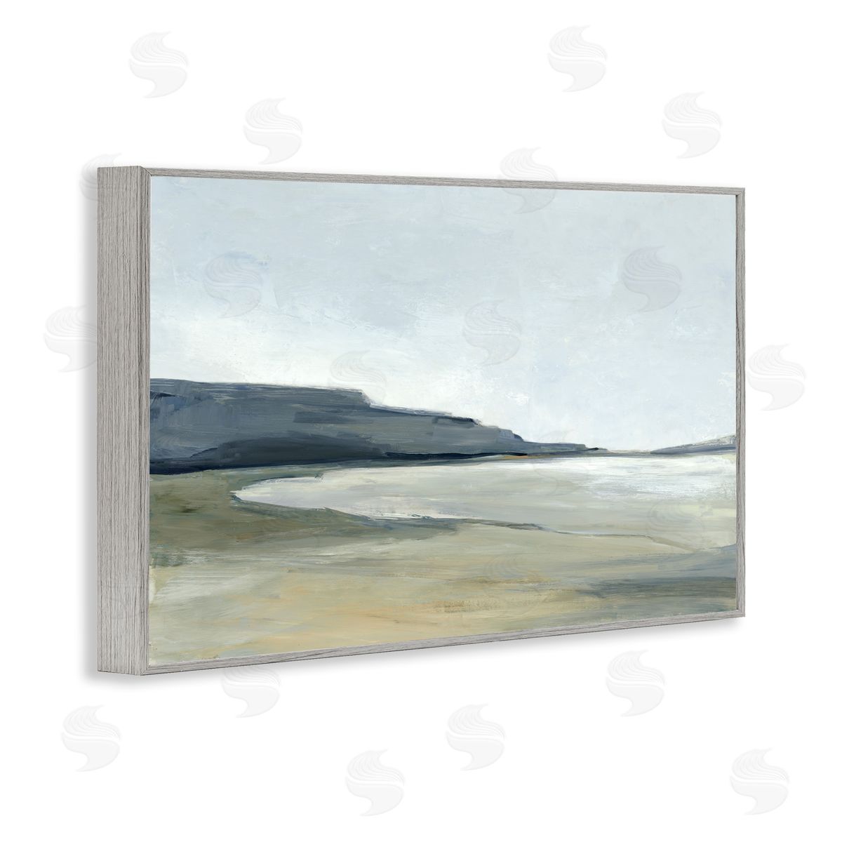 Muted Coastline Cliff Grey Frame Print Wall Art, Home Decor by Hannah Dawson