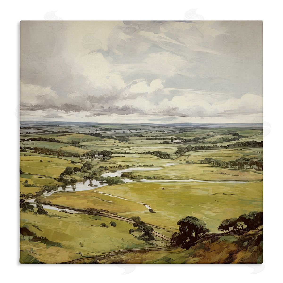 Rural Tributaries Overlook Canvas Wall Art, Home Decor by Raymond Powers