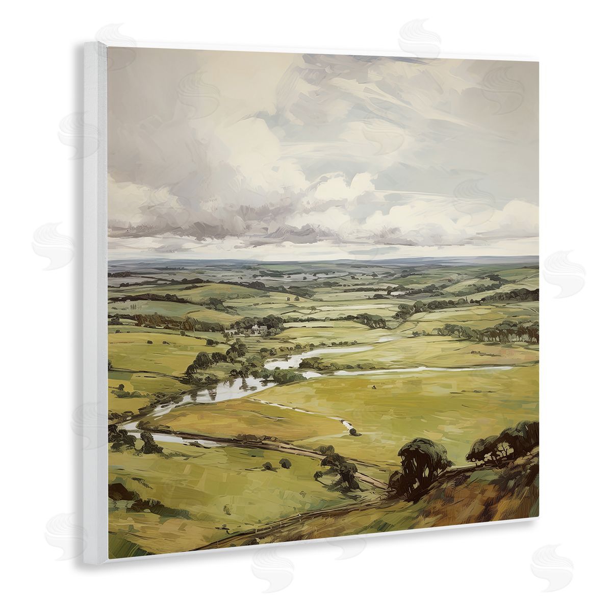 Rural Tributaries Overlook Wood Plaque Wall Art, Home Decor by Raymond Powers