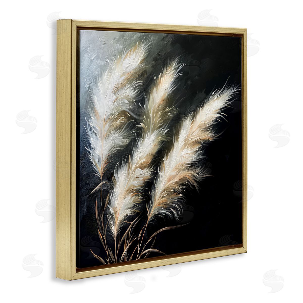 Wispy Wheat Stalks Gold Floating Frame Canvas Wall Art, Home Decor by Raymond Powers