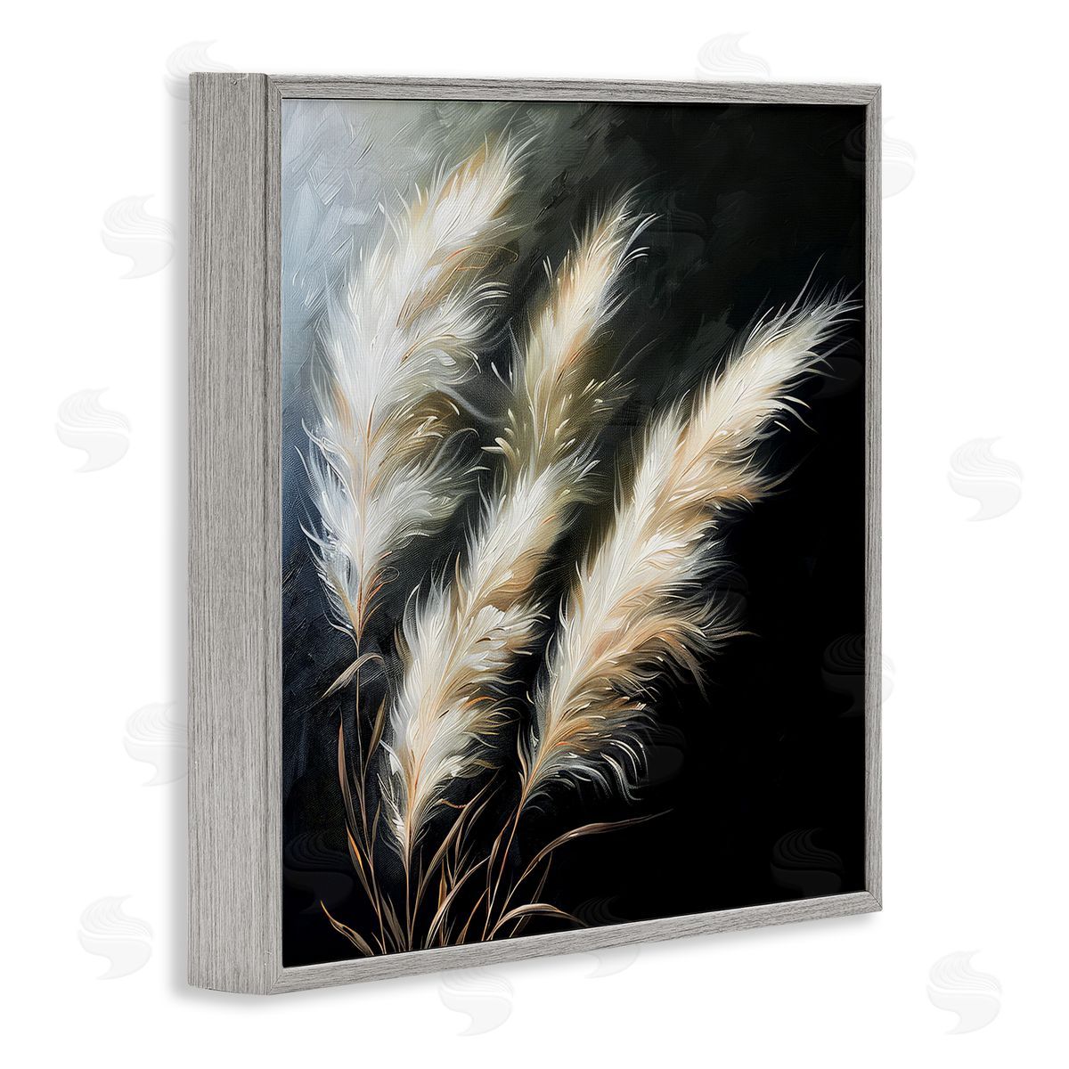 Wispy Wheat Stalks Grey Frame Print Wall Art, Home Decor by Raymond Powers