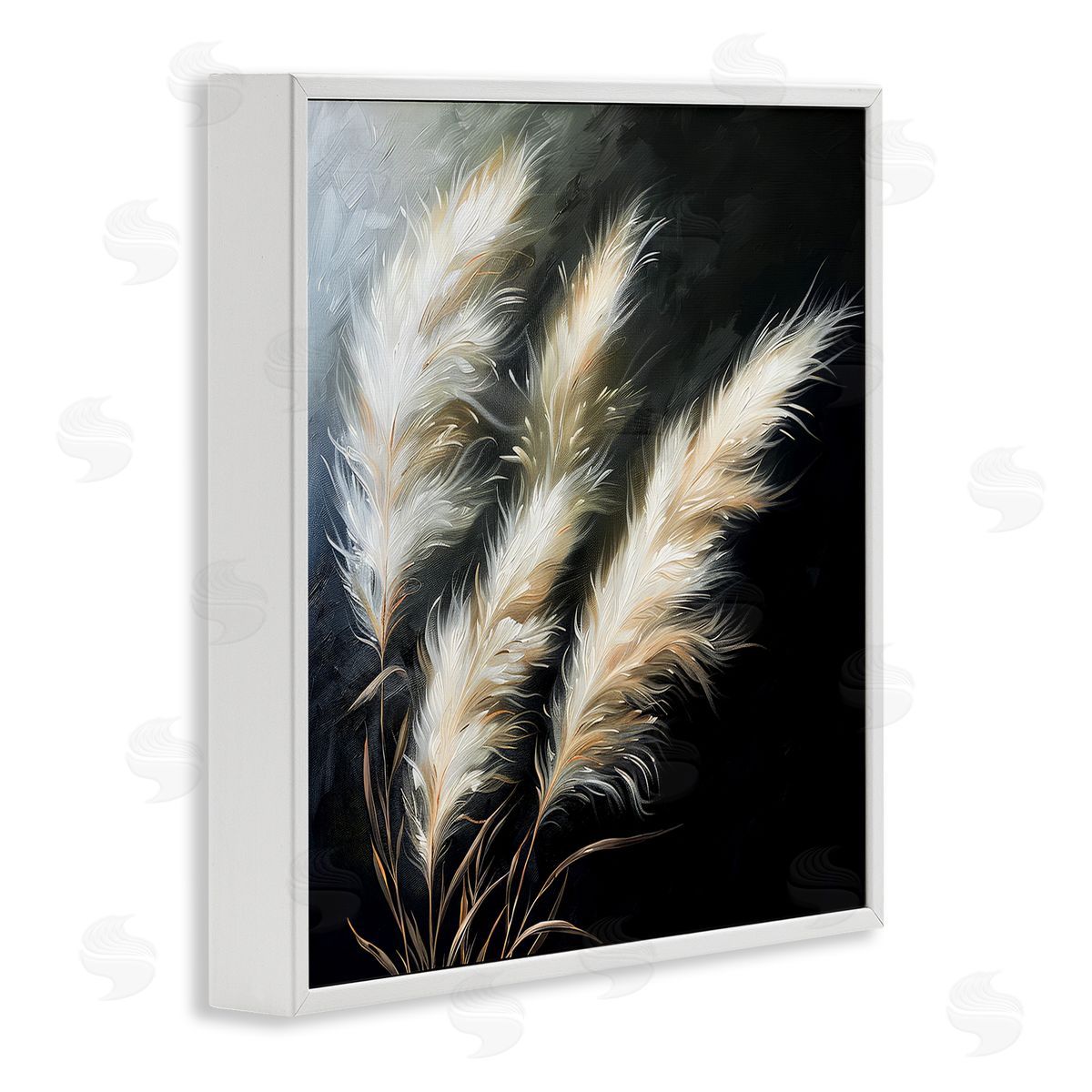 Wispy Wheat Stalks White Frame Print Wall Art, Home Decor by Raymond Powers