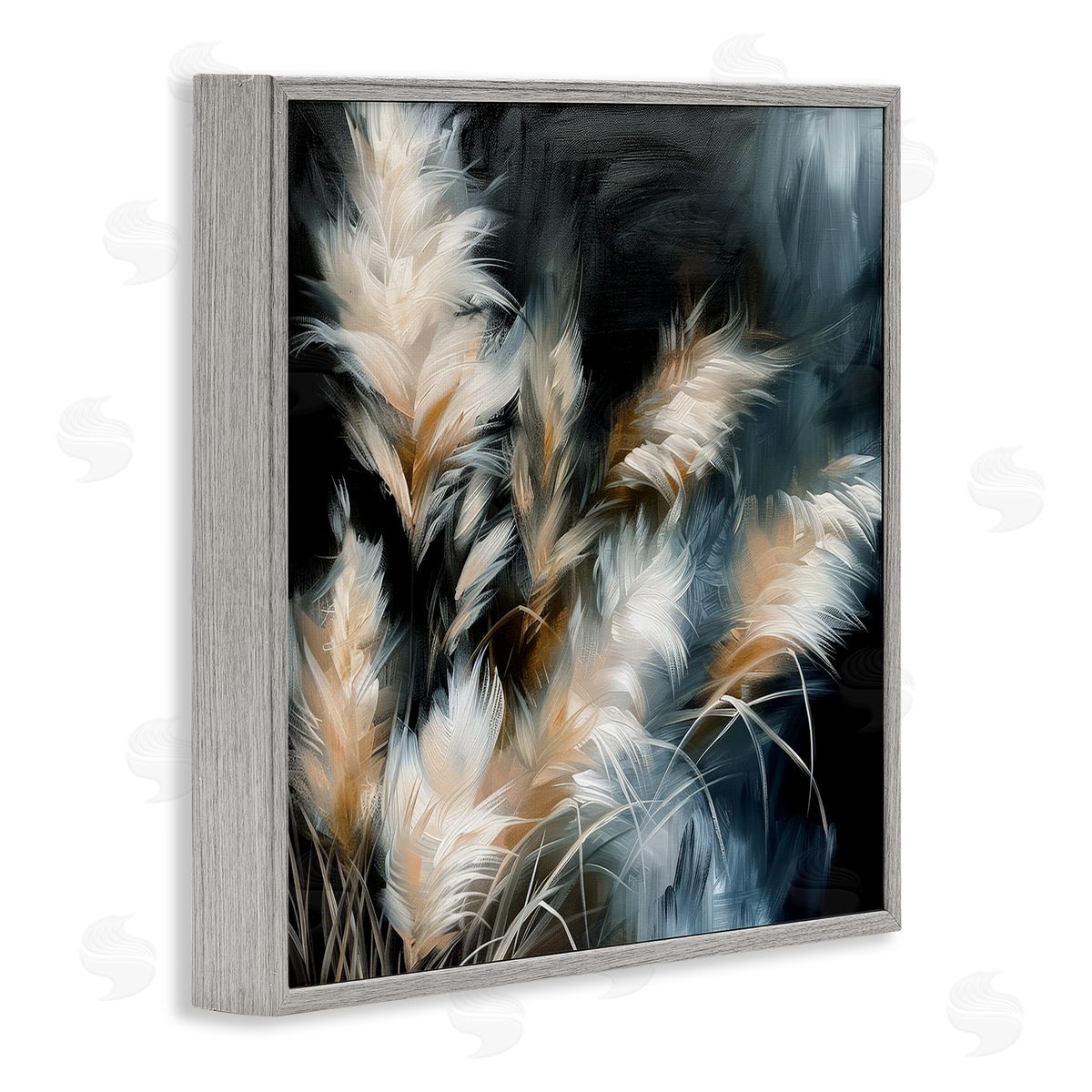 Feathery Windblown Wheat Grey Frame Print Wall Art, Home Decor by Raymond Powers
