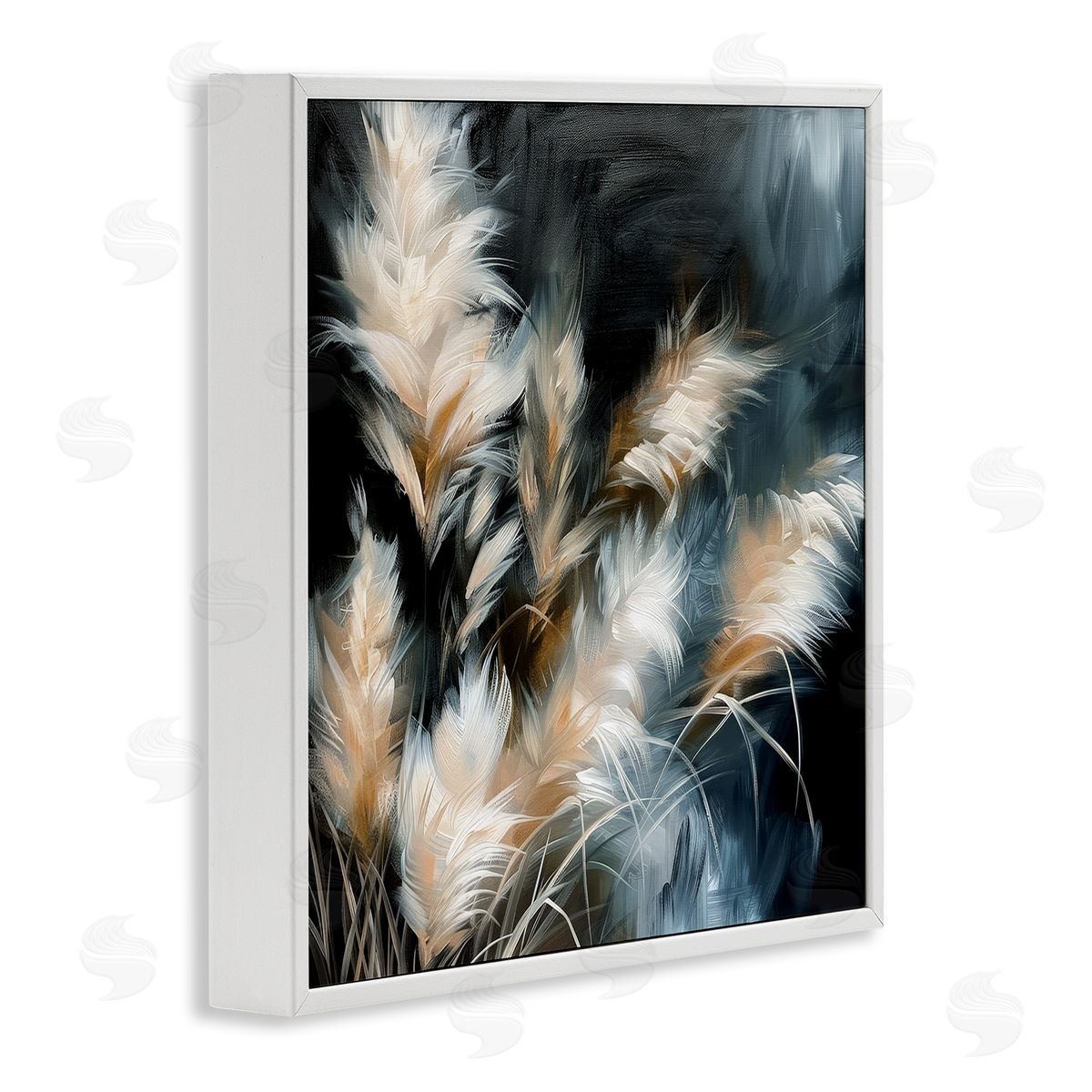 Feathery Windblown Wheat White Frame Print Wall Art, Home Decor by Raymond Powers