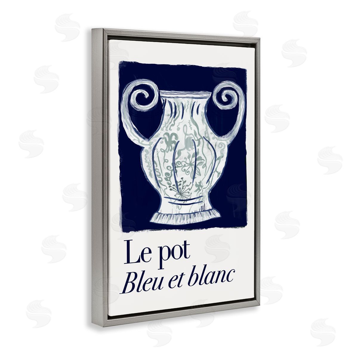 Le Pot Ornate Vase Grey Floating Frame Canvas Wall Art, Home Decor by cartissi