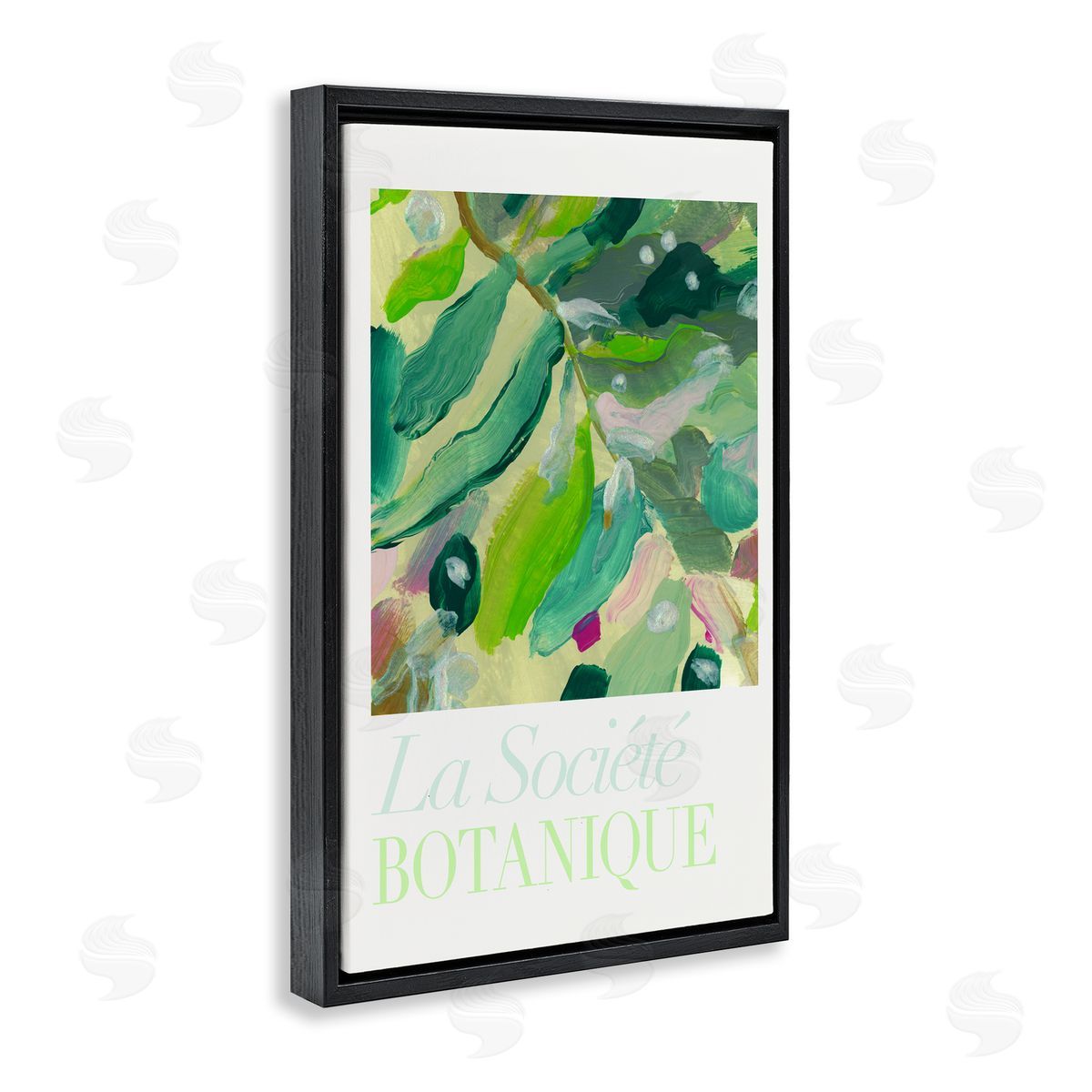 Abstract French Botanicals Black Floating Frame Canvas Wall Art, Home Decor by cartissi