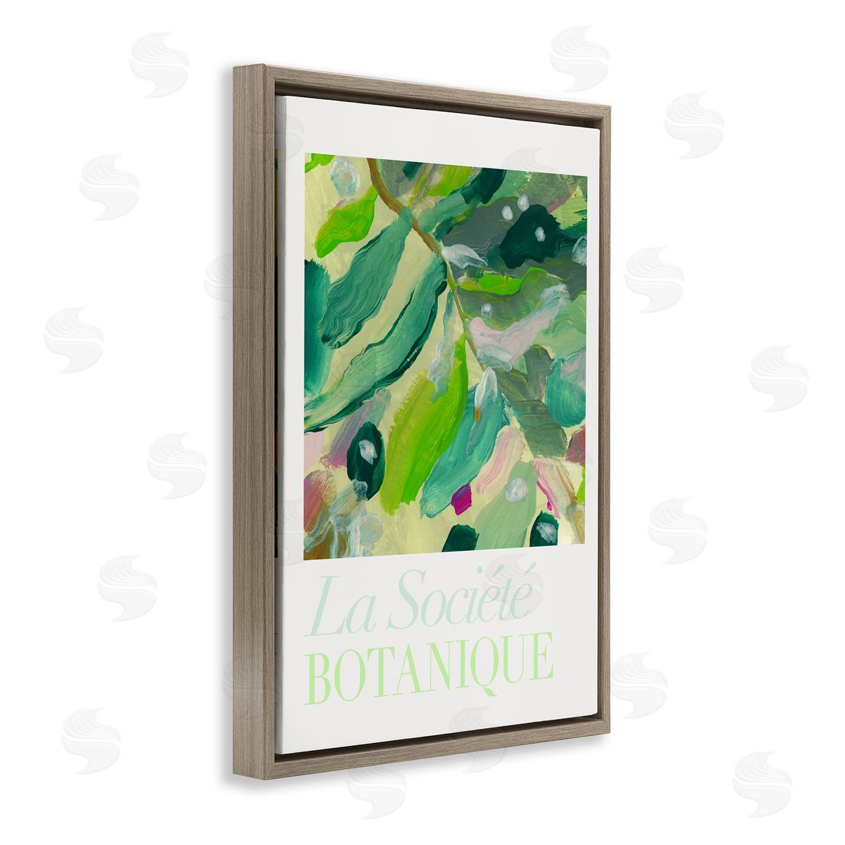 Abstract French Botanicals Brown Floating Frame Canvas Wall Art, Home Decor by cartissi