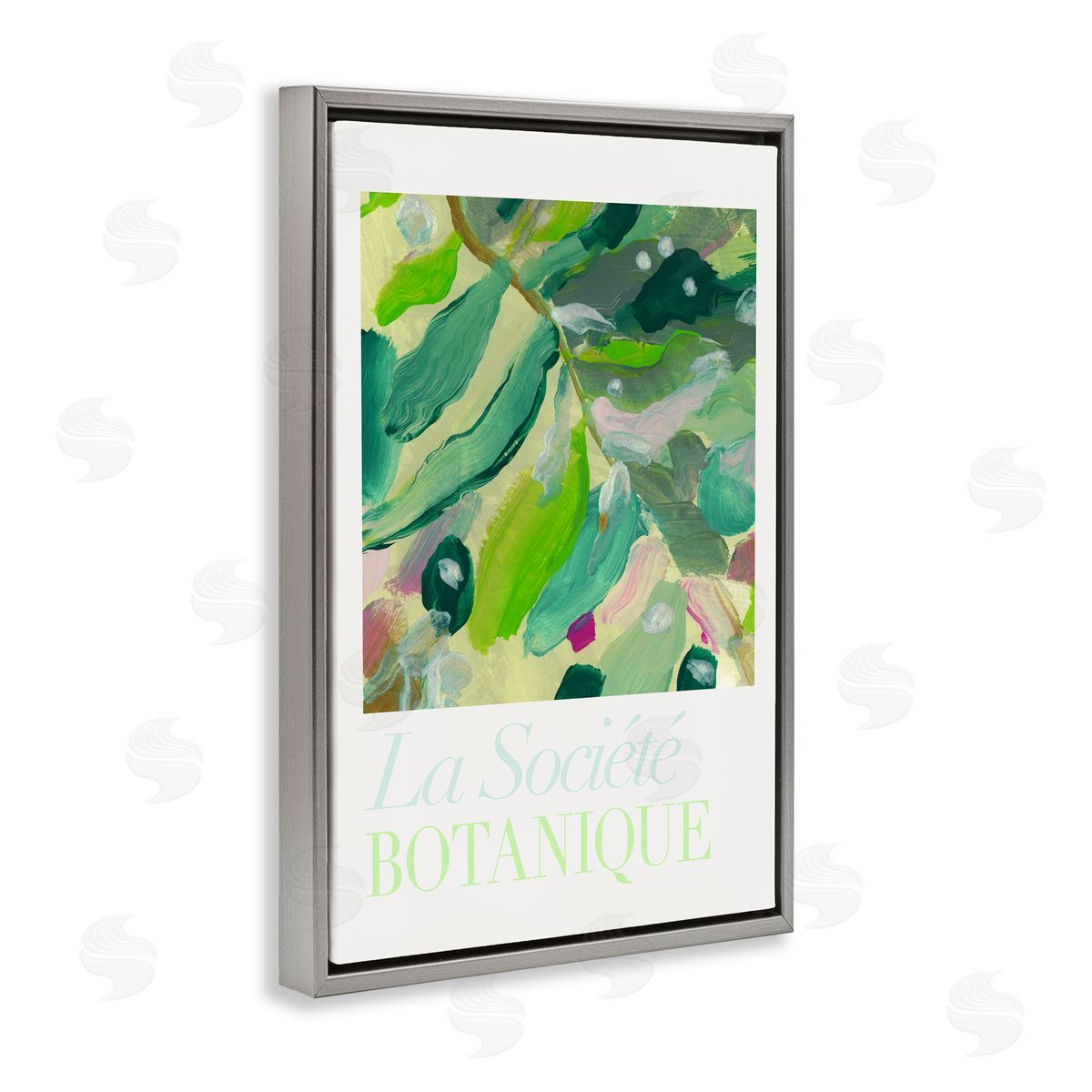 Abstract French Botanicals Grey Floating Frame Canvas Wall Art, Home Decor by cartissi