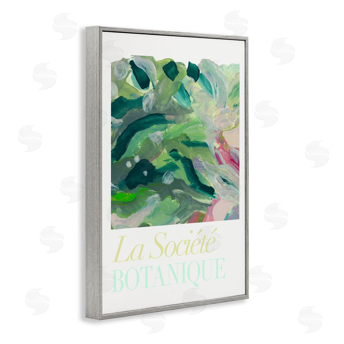 French Leaves Abstraction Grey Frame Print Wall Art, Home Decor by cartissi