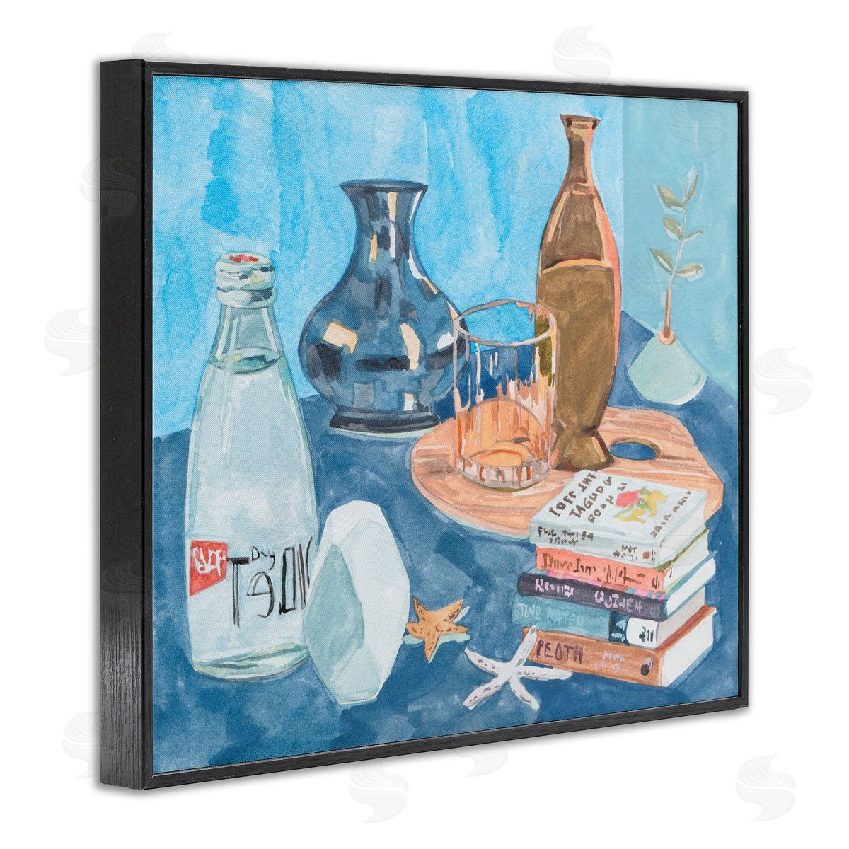 Still Life with Book Stack Black Frame Print Wall Art, Home Decor by Melissa Wang
