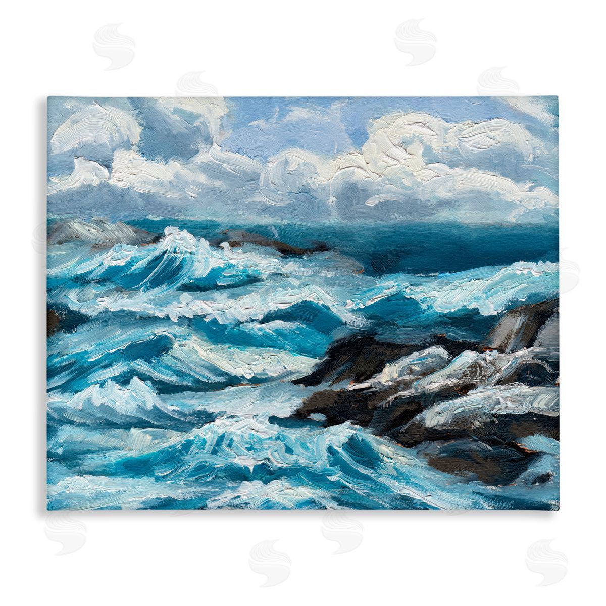 Rough Sea Waves Splash Canvas Wall Art, Home Decor by Melissa Wang