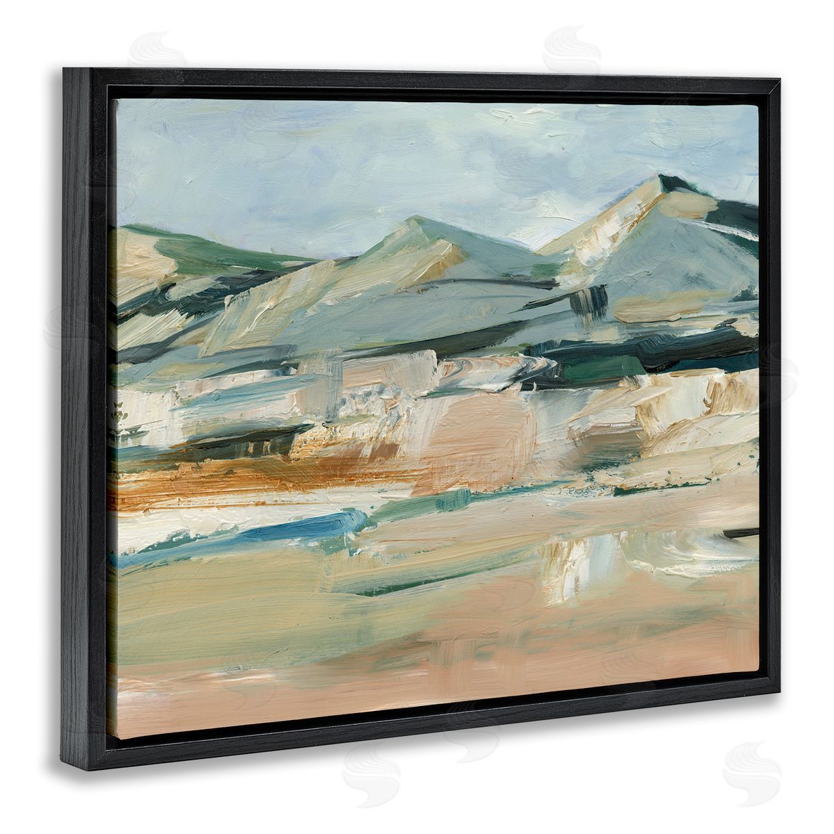 Neutral Hued Mountains Black Floating Frame Canvas Wall Art, Home Decor by Ethan Harper