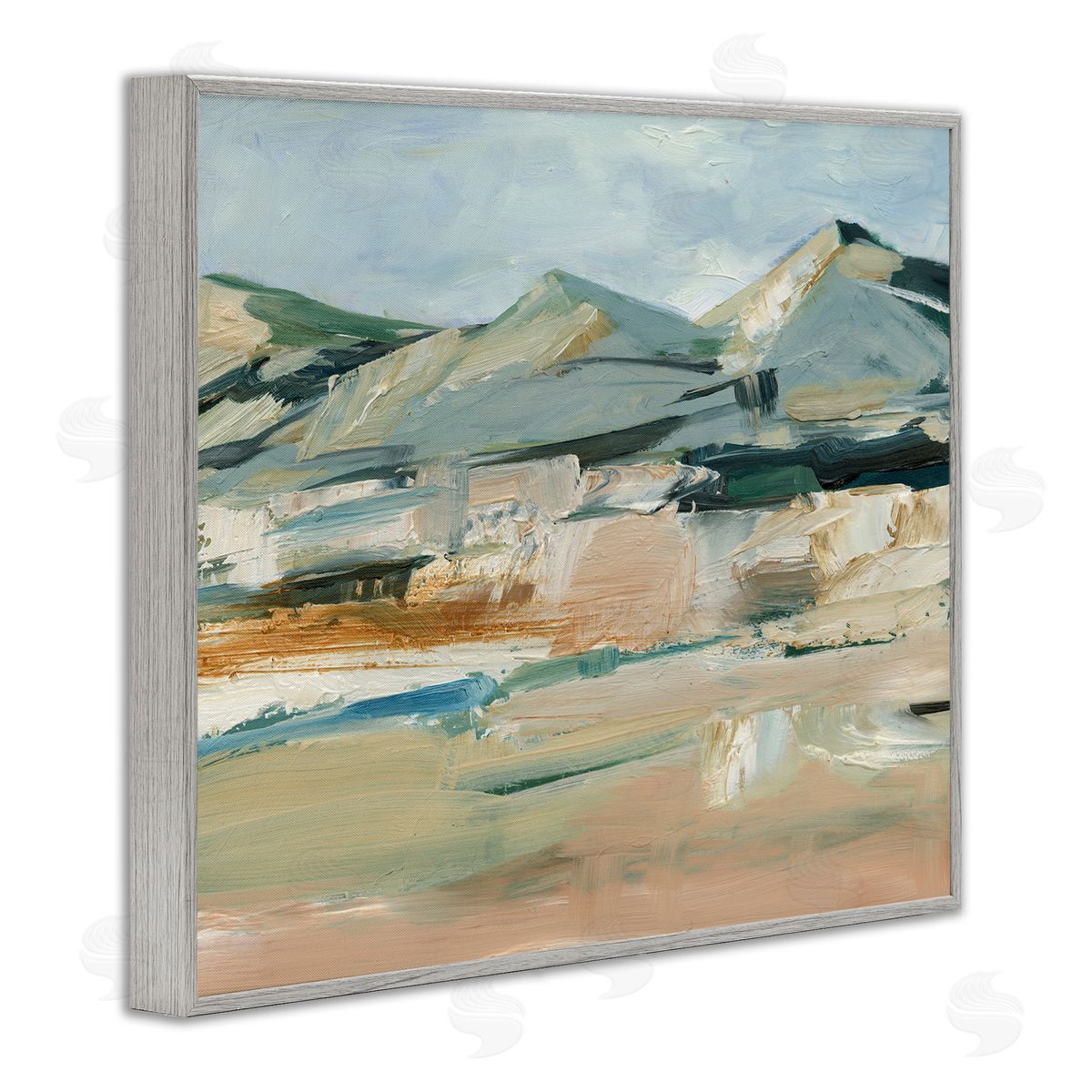 Neutral Hued Mountains Grey Frame Print Wall Art, Home Decor by Ethan Harper
