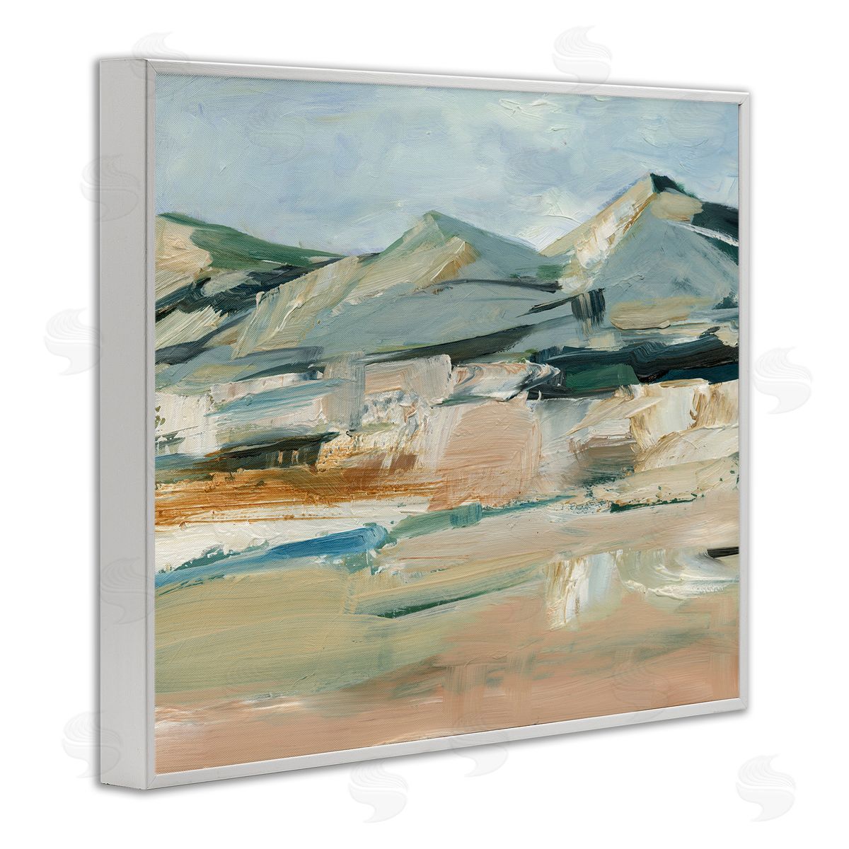 Neutral Hued Mountains White Frame Print Wall Art, Home Decor by Ethan Harper