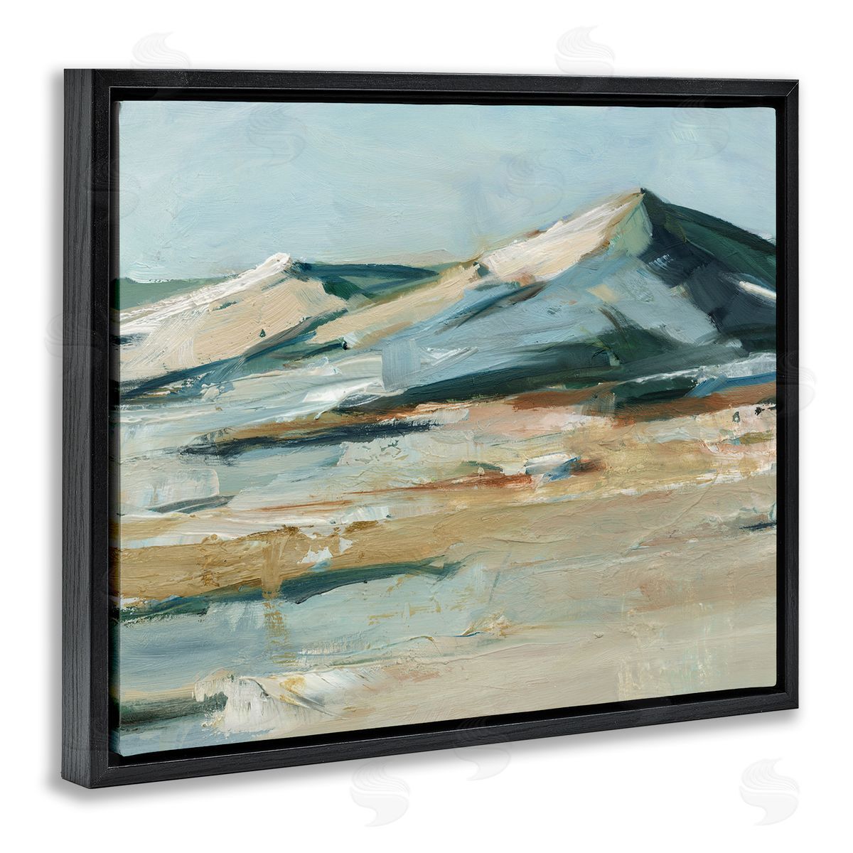 Desert Mountain Dunes Black Floating Frame Canvas Wall Art, Home Decor by Ethan Harper