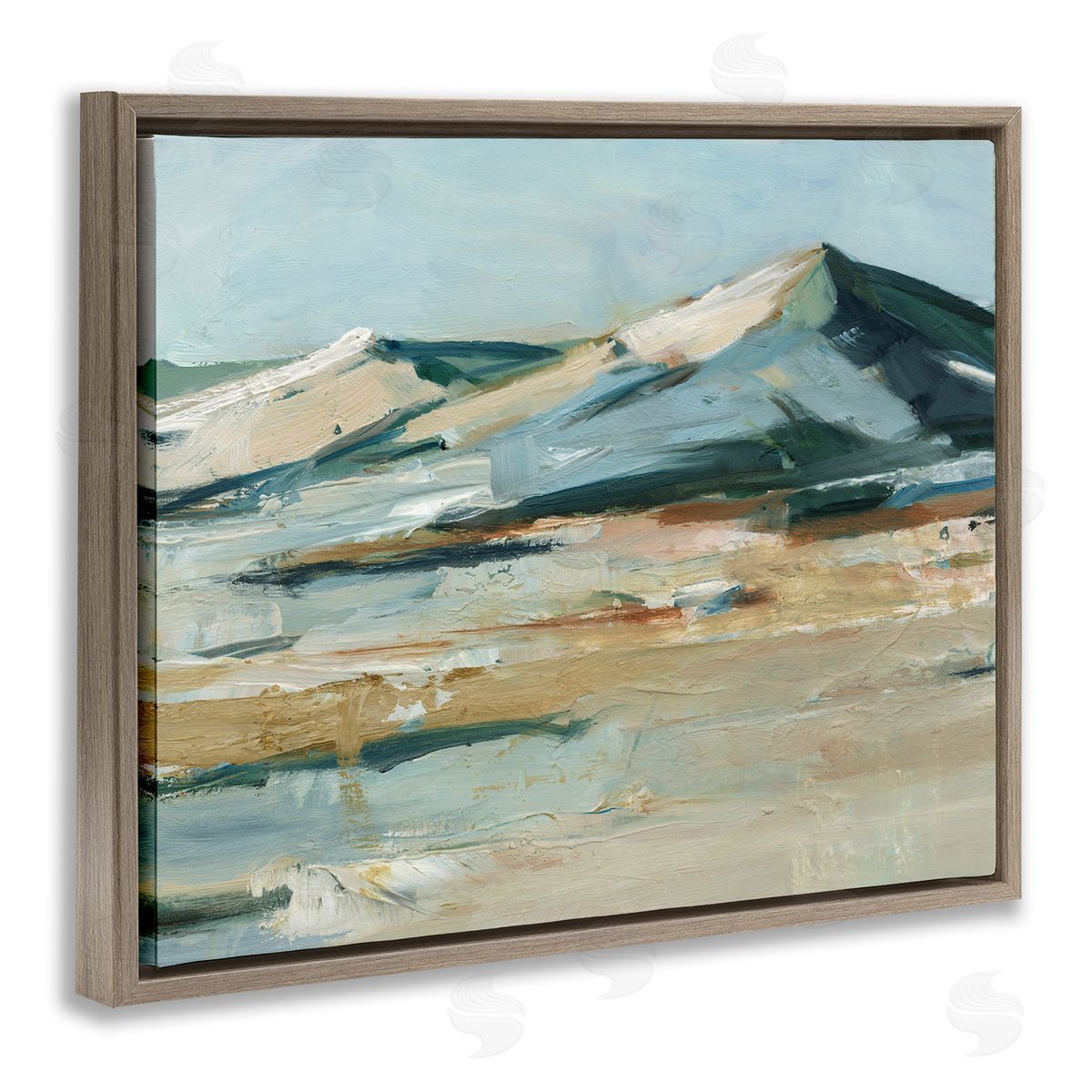 Desert Mountain Dunes Brown Floating Frame Canvas Wall Art, Home Decor by Ethan Harper