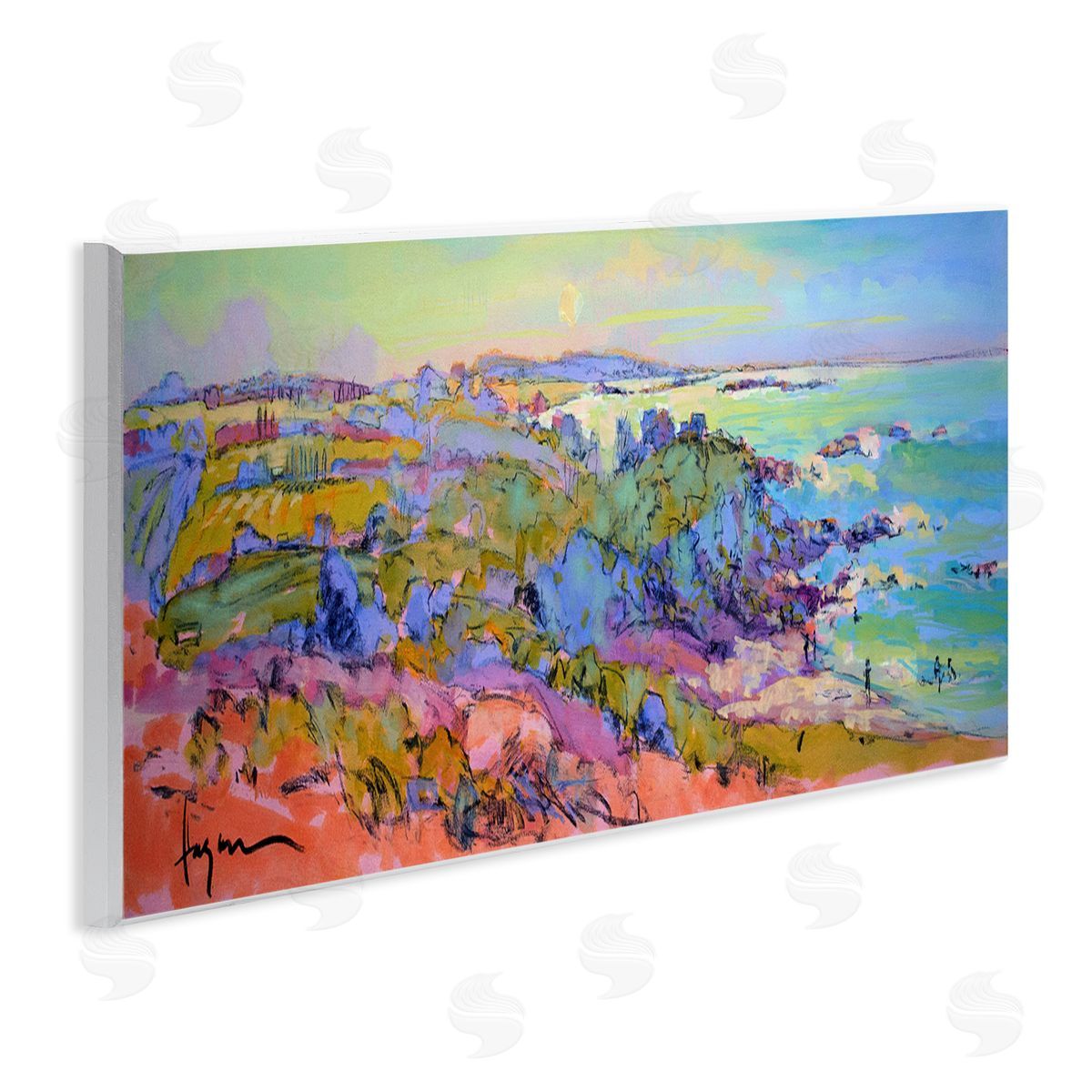Sunset Beachgoers View Wood Plaque Wall Art, Home Decor by June Erica Vess