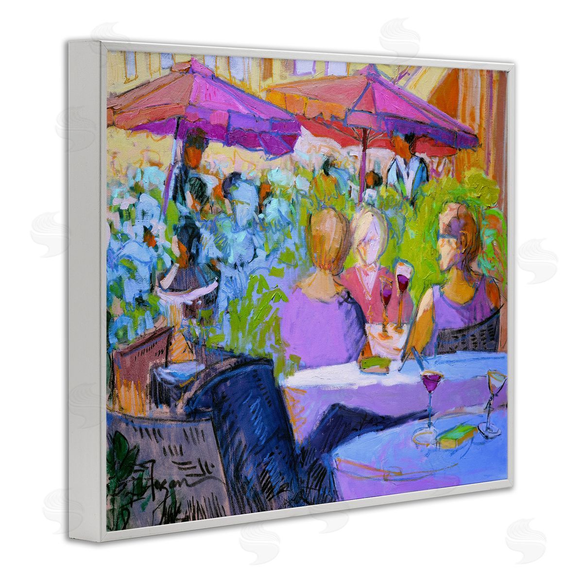 Women Dining Abstraction White Frame Print Wall Art, Home Decor by June Erica Vess