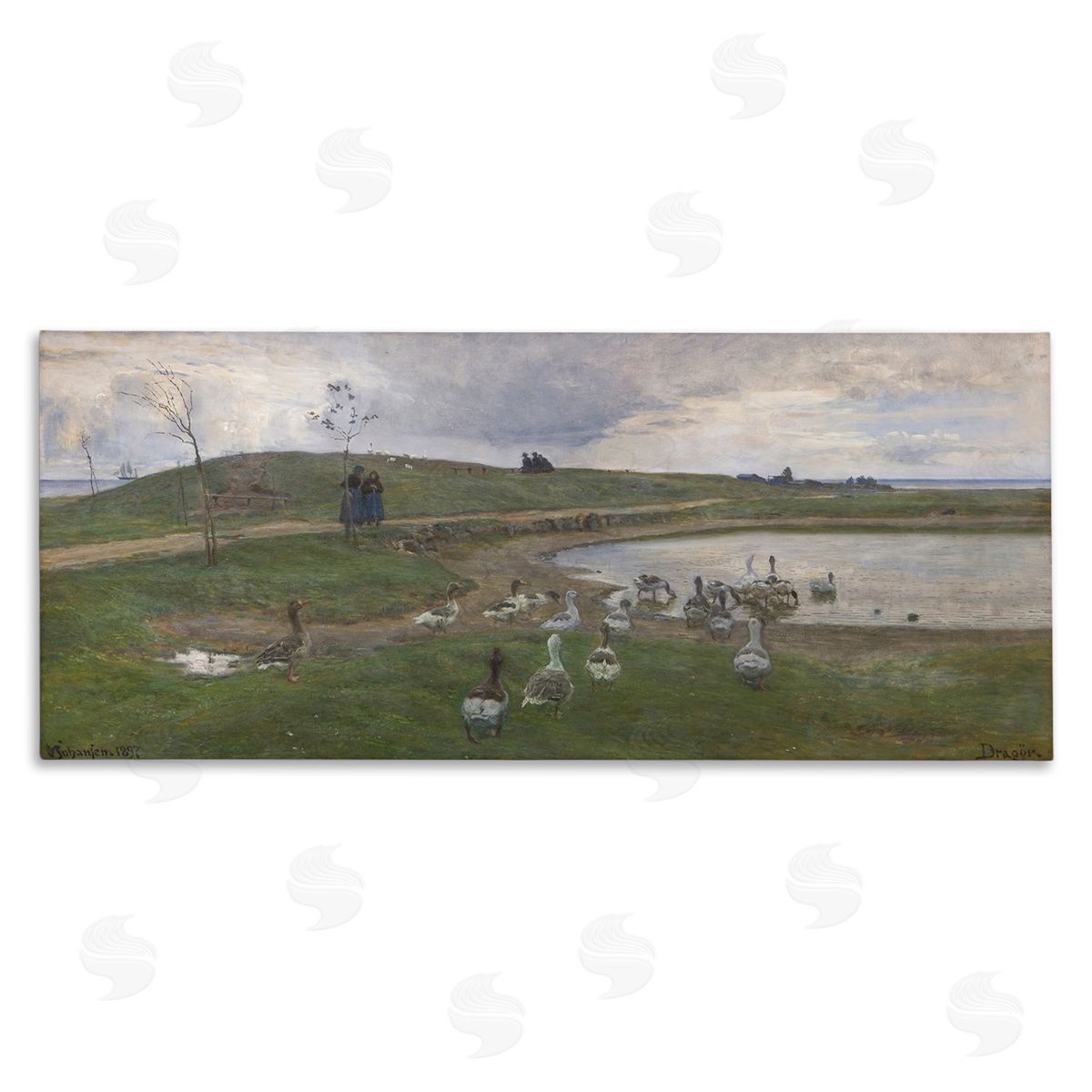 Ducks Wading in Pond Canvas Wall Art, Home Decor by June Erica Vess