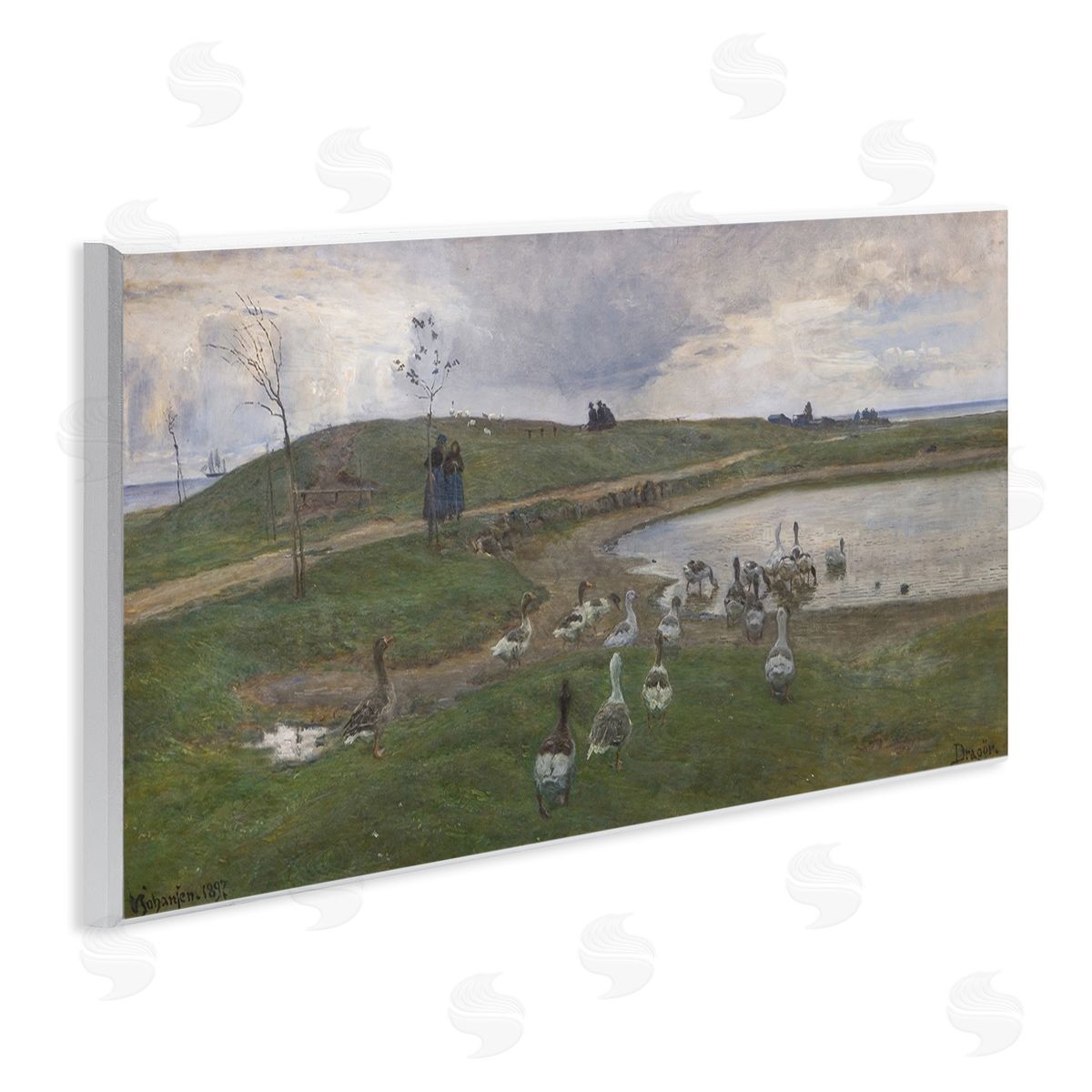 Ducks Wading in Pond Wood Plaque Wall Art, Home Decor by June Erica Vess