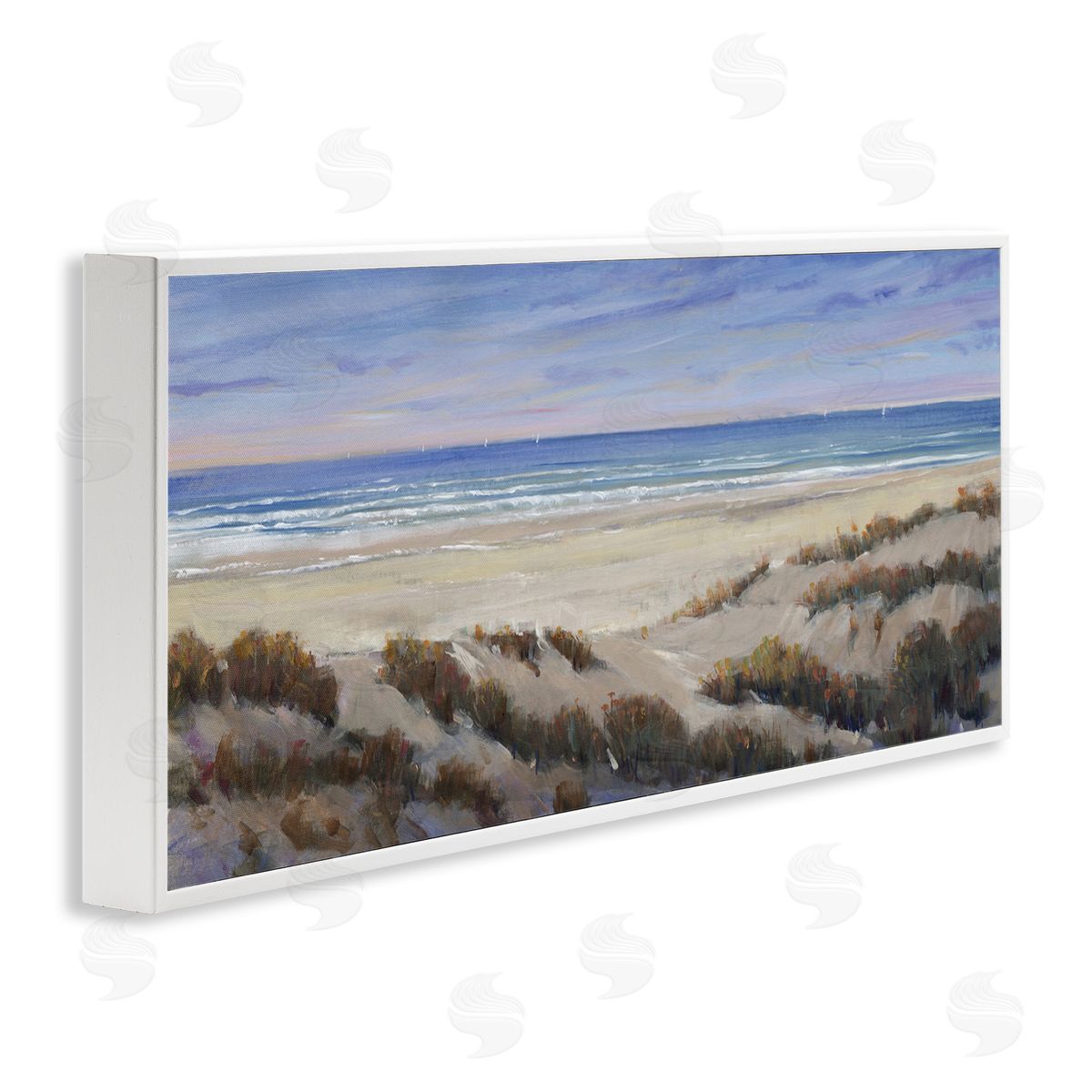 Grassy Beach View White Frame Print Wall Art, Home Decor by Regina Moore