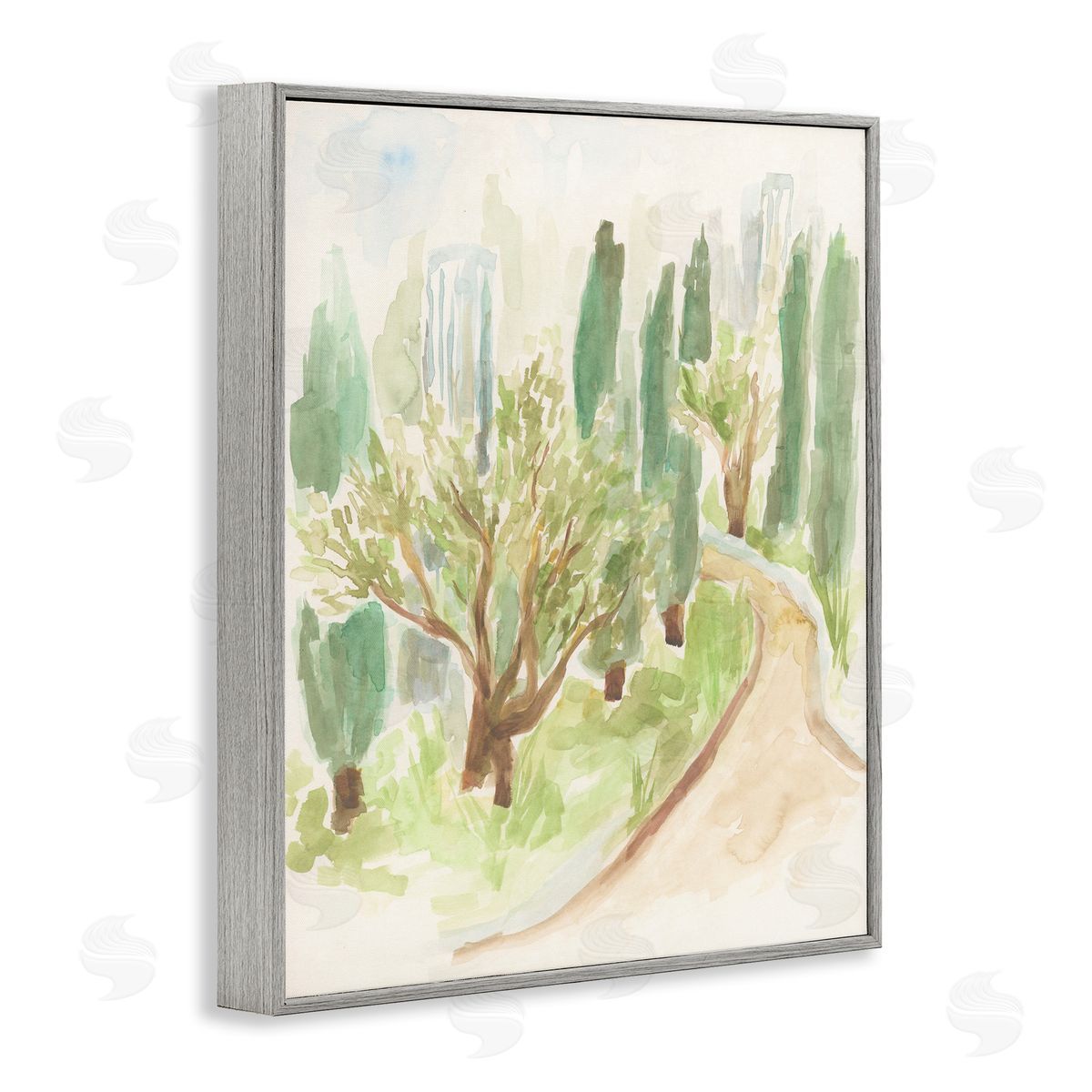 Abstract Road with Trees Grey Frame Print Wall Art, Home Decor by June Erica Vess