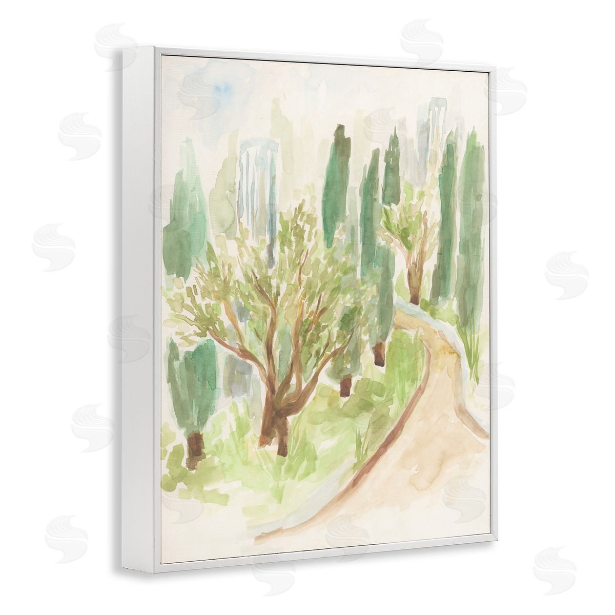 Abstract Road with Trees White Frame Print Wall Art, Home Decor by June Erica Vess