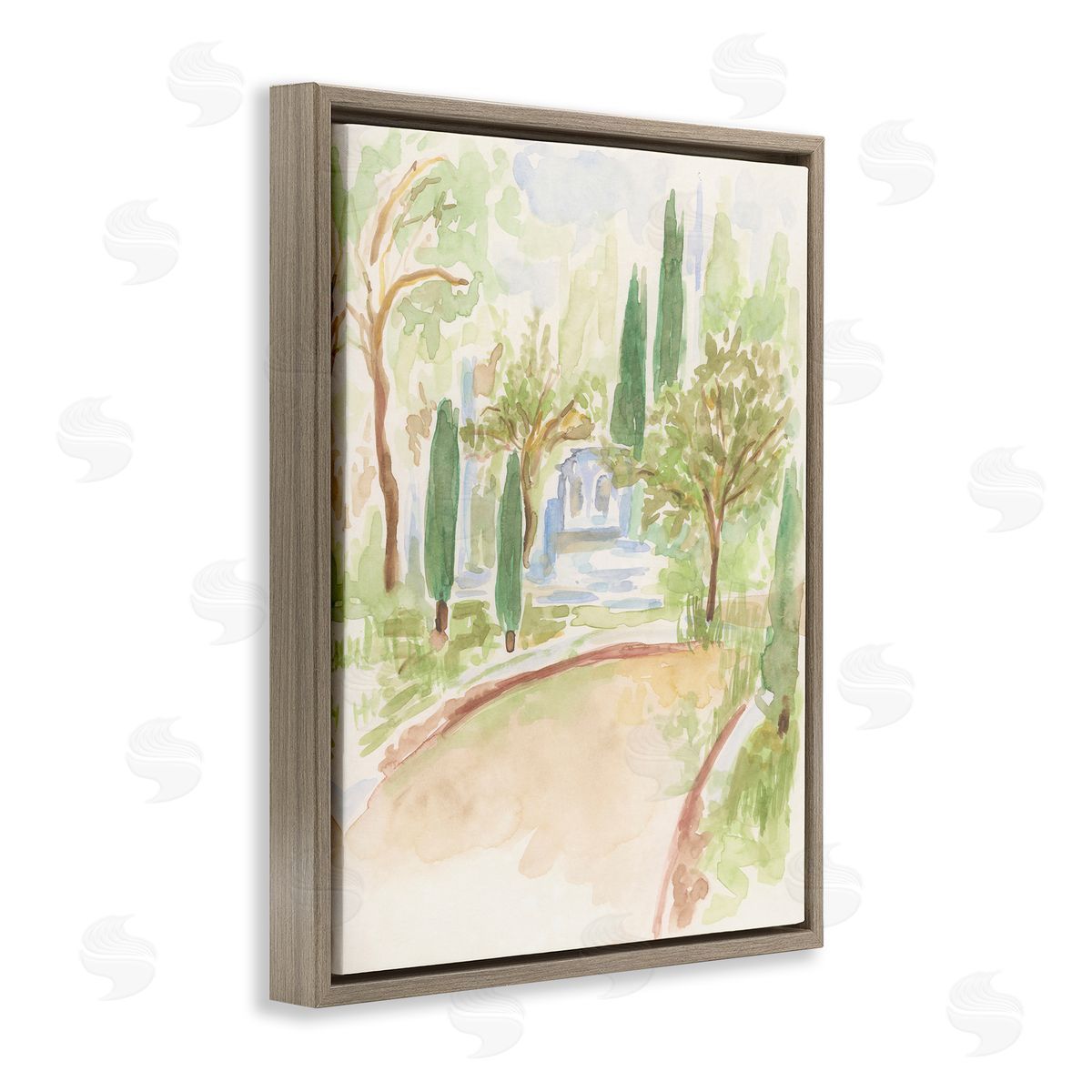 Path to Cottage Abstract Brown Floating Frame Canvas Wall Art, Home Decor by June Erica Vess