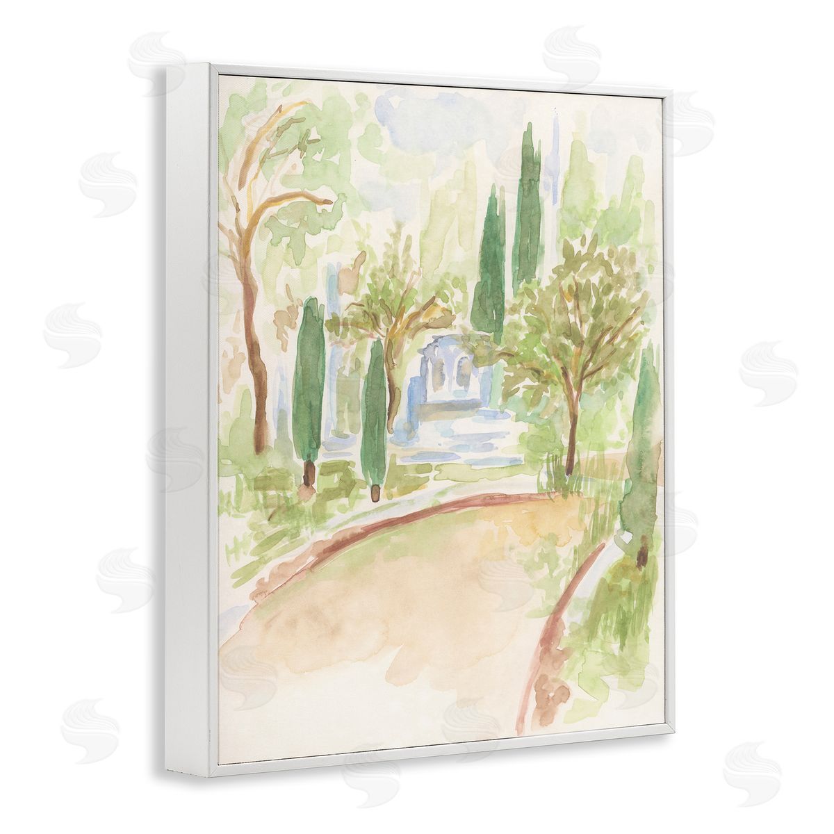 Path to Cottage Abstract White Frame Print Wall Art, Home Decor by June Erica Vess