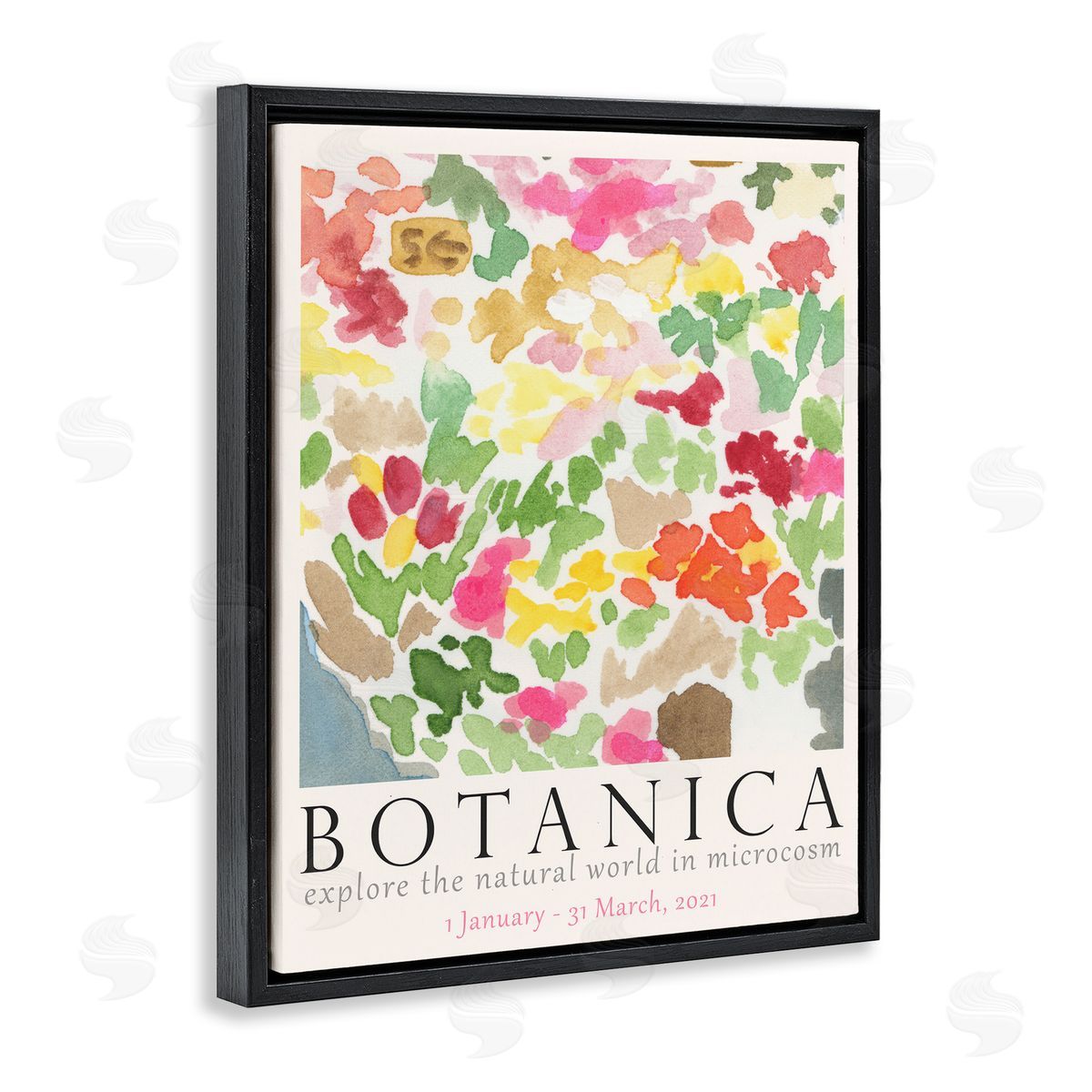 Botanica Abstract Florals Black Floating Frame Canvas Wall Art, Home Decor by June Erica Vess