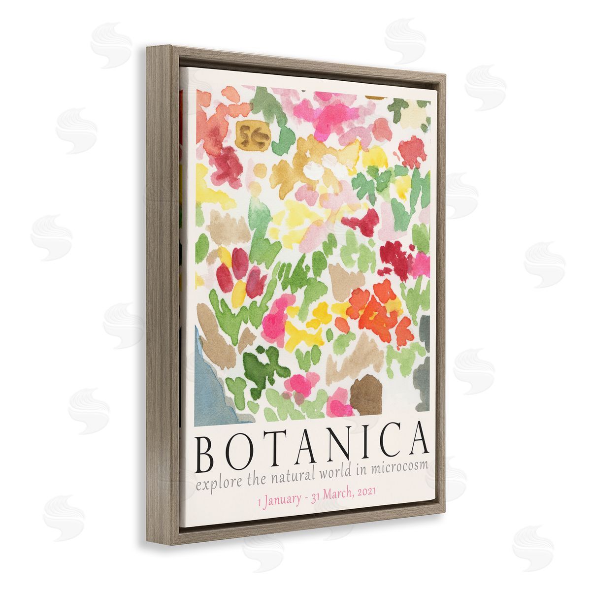 Botanica Abstract Florals Brown Floating Frame Canvas Wall Art, Home Decor by June Erica Vess