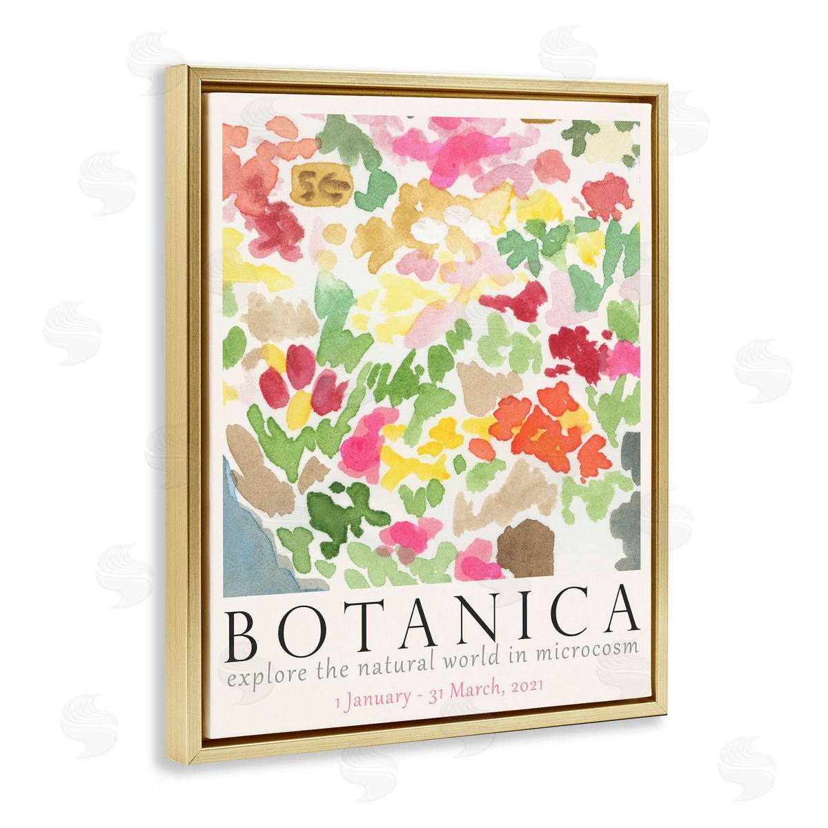 Botanica Abstract Florals Gold Floating Frame Canvas Wall Art, Home Decor by June Erica Vess