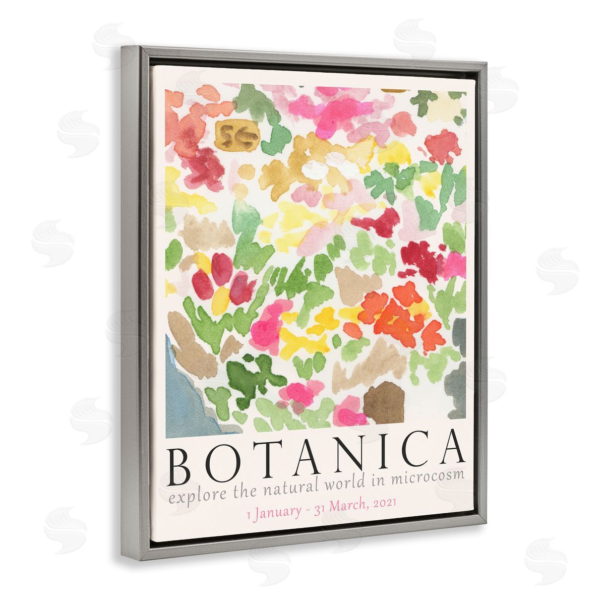 Botanica Abstract Florals Grey Floating Frame Canvas Wall Art, Home Decor by June Erica Vess