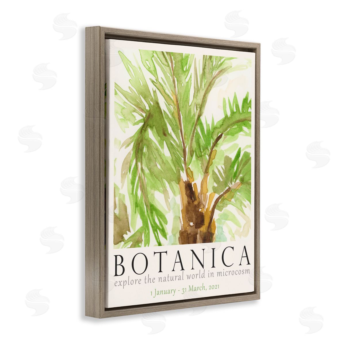 Botanica Poster Palm Tree Brown Floating Frame Canvas Wall Art, Home Decor by June Erica Vess