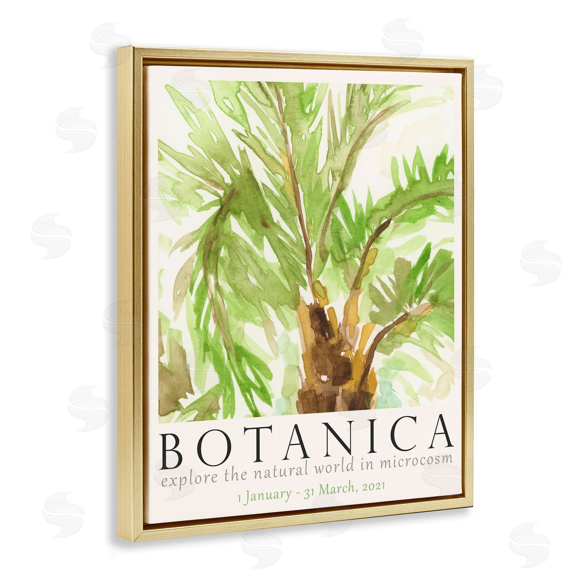 Botanica Poster Palm Tree Gold Floating Frame Canvas Wall Art, Home Decor by June Erica Vess