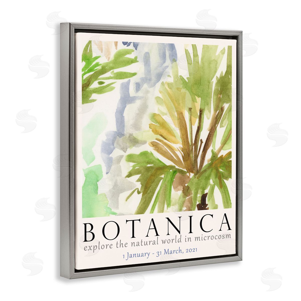 Botanica Museum Poster Grey Floating Frame Canvas Wall Art, Home Decor by June Erica Vess