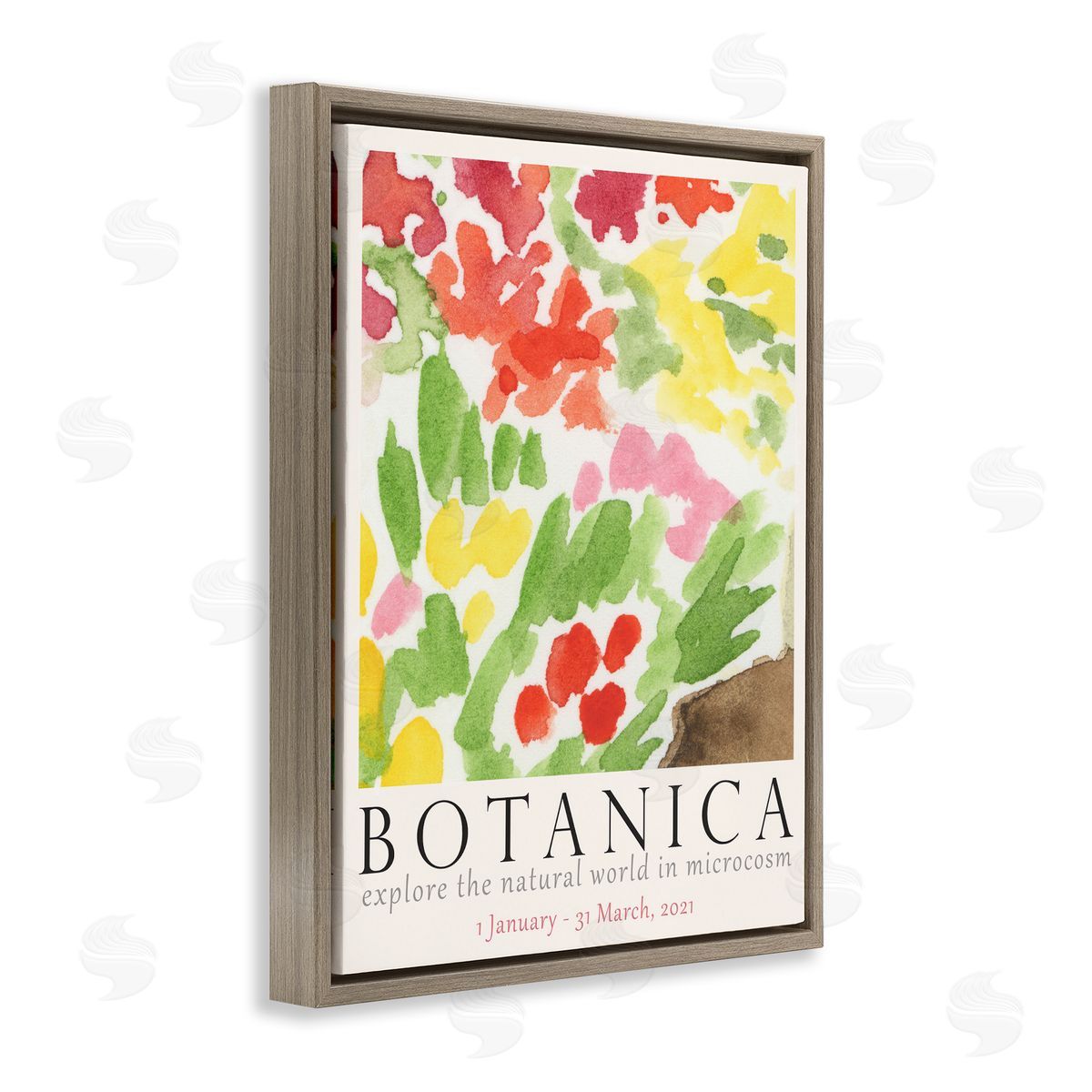 Botanica Floral Museum Brown Floating Frame Canvas Wall Art, Home Decor by June Erica Vess