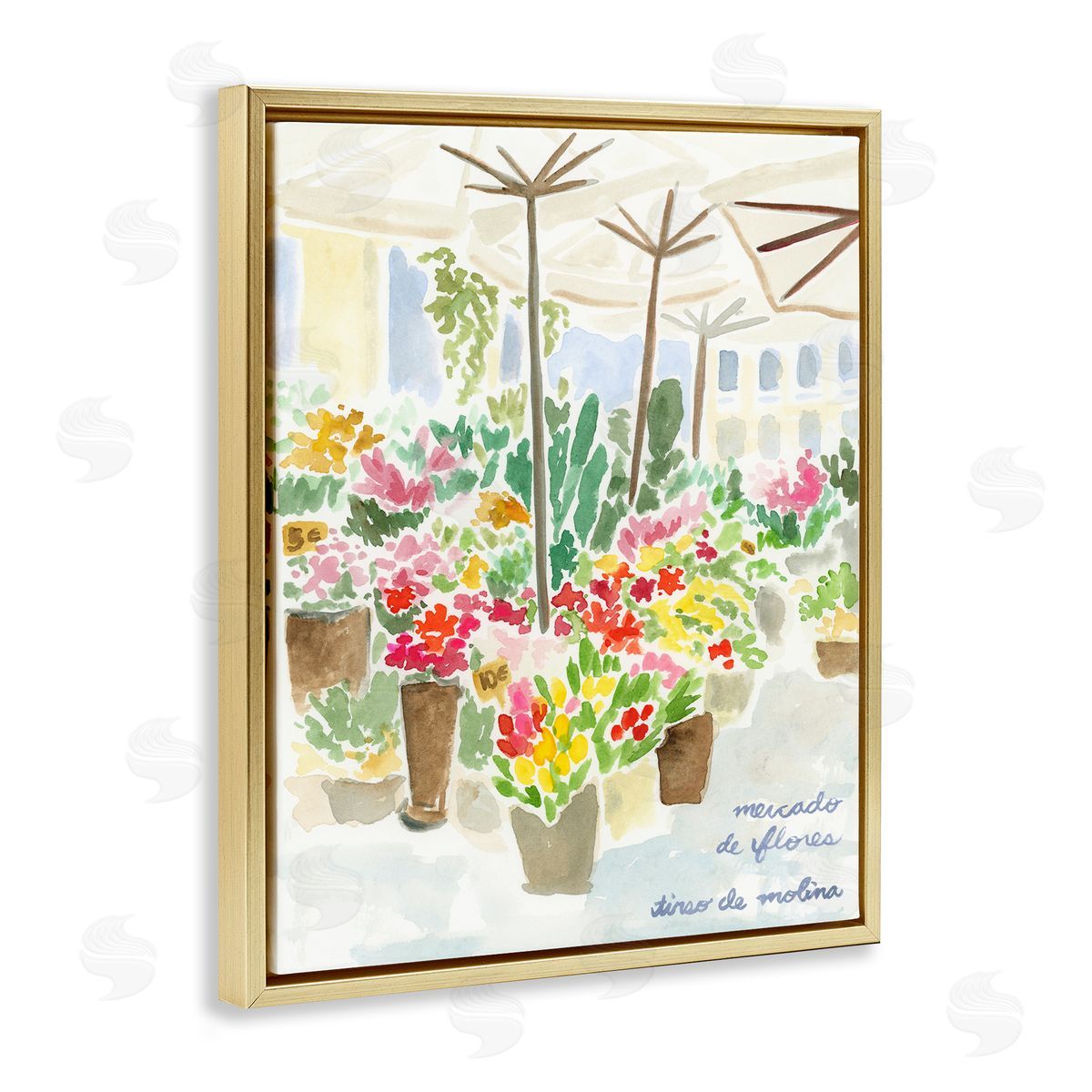 Assorted Florals Scenery Gold Floating Frame Canvas Wall Art, Home Decor by June Erica Vess