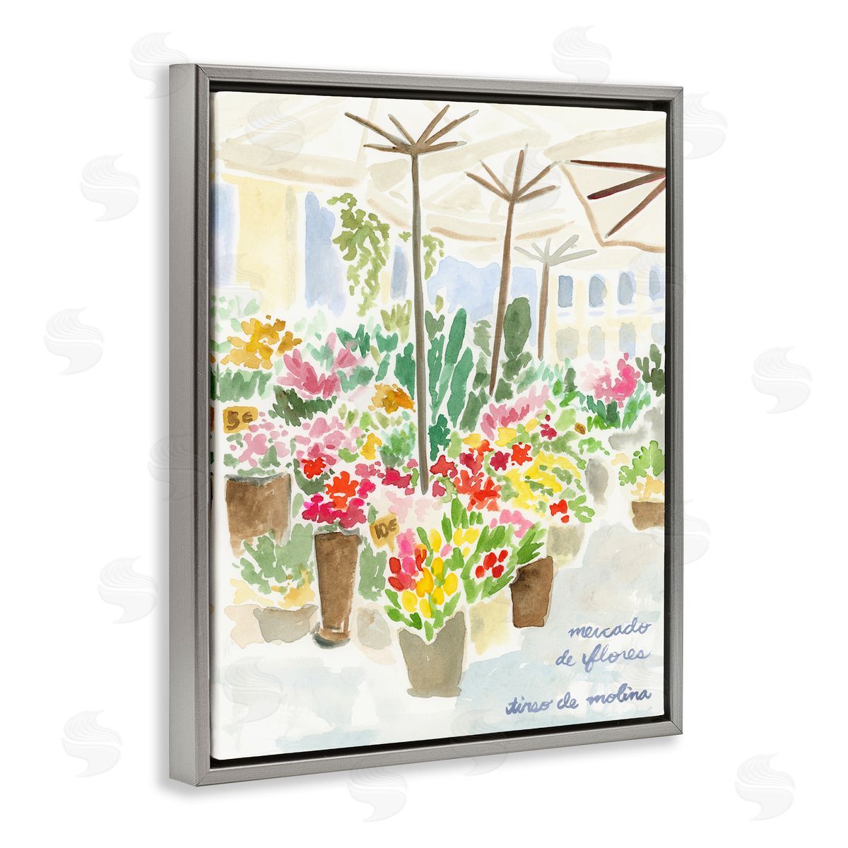Assorted Florals Scenery Grey Floating Frame Canvas Wall Art, Home Decor by June Erica Vess