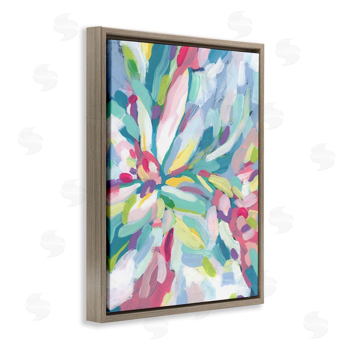 Centric Paint Strokes Brown Floating Frame Canvas Wall Art, Home Decor by June Erica Vess