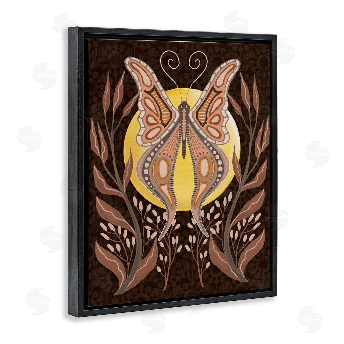 Moth & Moon Botanicals Black Floating Frame Canvas Wall Art, Home Decor by Regina Moore